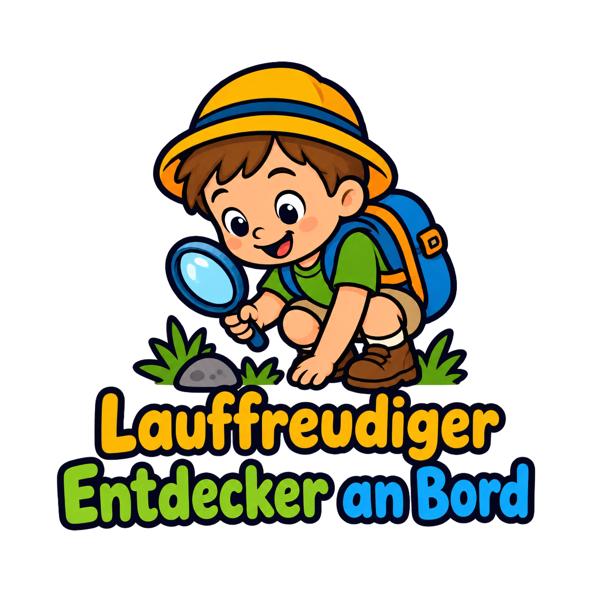 Bügelbild Lauffreudiger Entdecker an Bord als Grafik auf weißem Hintergrund (BB020033)