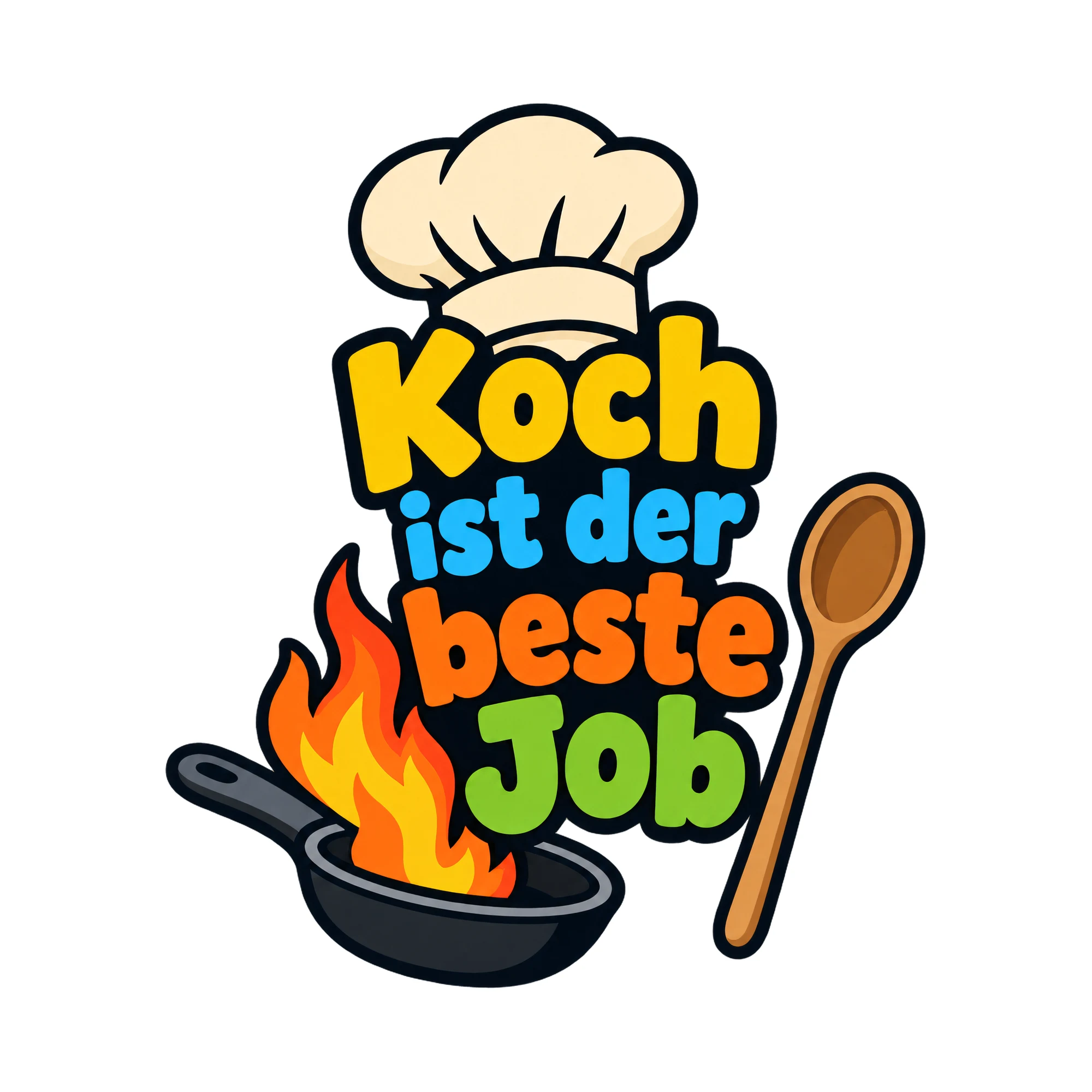 Bügelbild Koch ist der beste Job als Grafik auf weißem Hintergrund (BB018615)