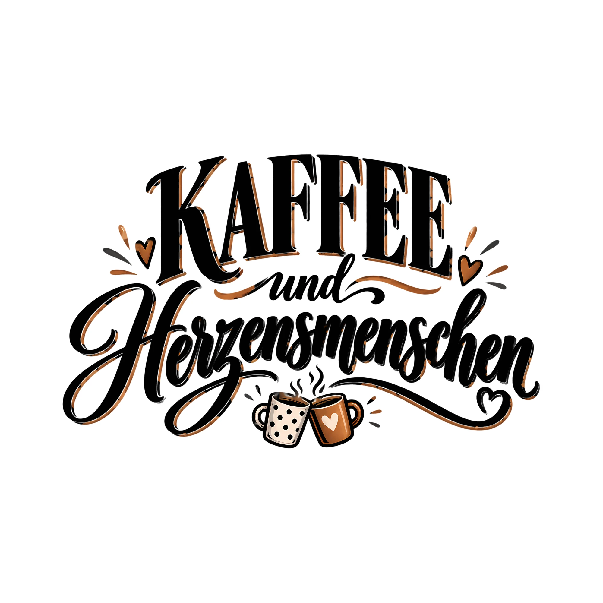 Bügelbild Kaffee und Herzensmenschen als Grafik auf weißem Hintergrund (BB012258)