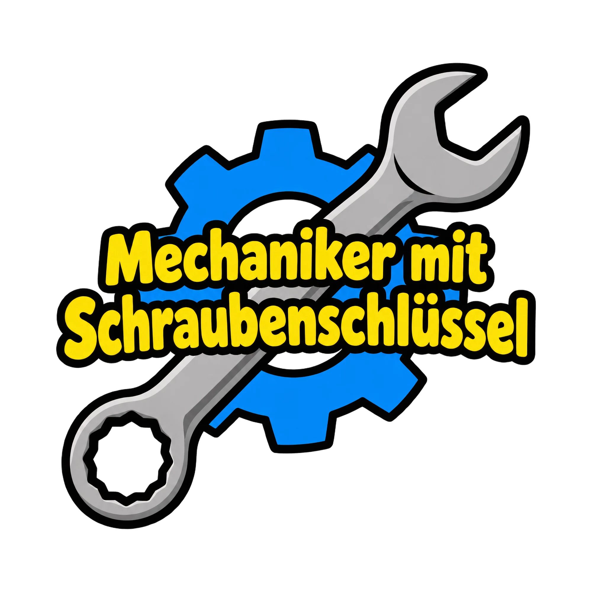 Bügelbild Mechaniker mit Schraubenschlüssel als Grafik auf weißem Hintergrund (BB018617)