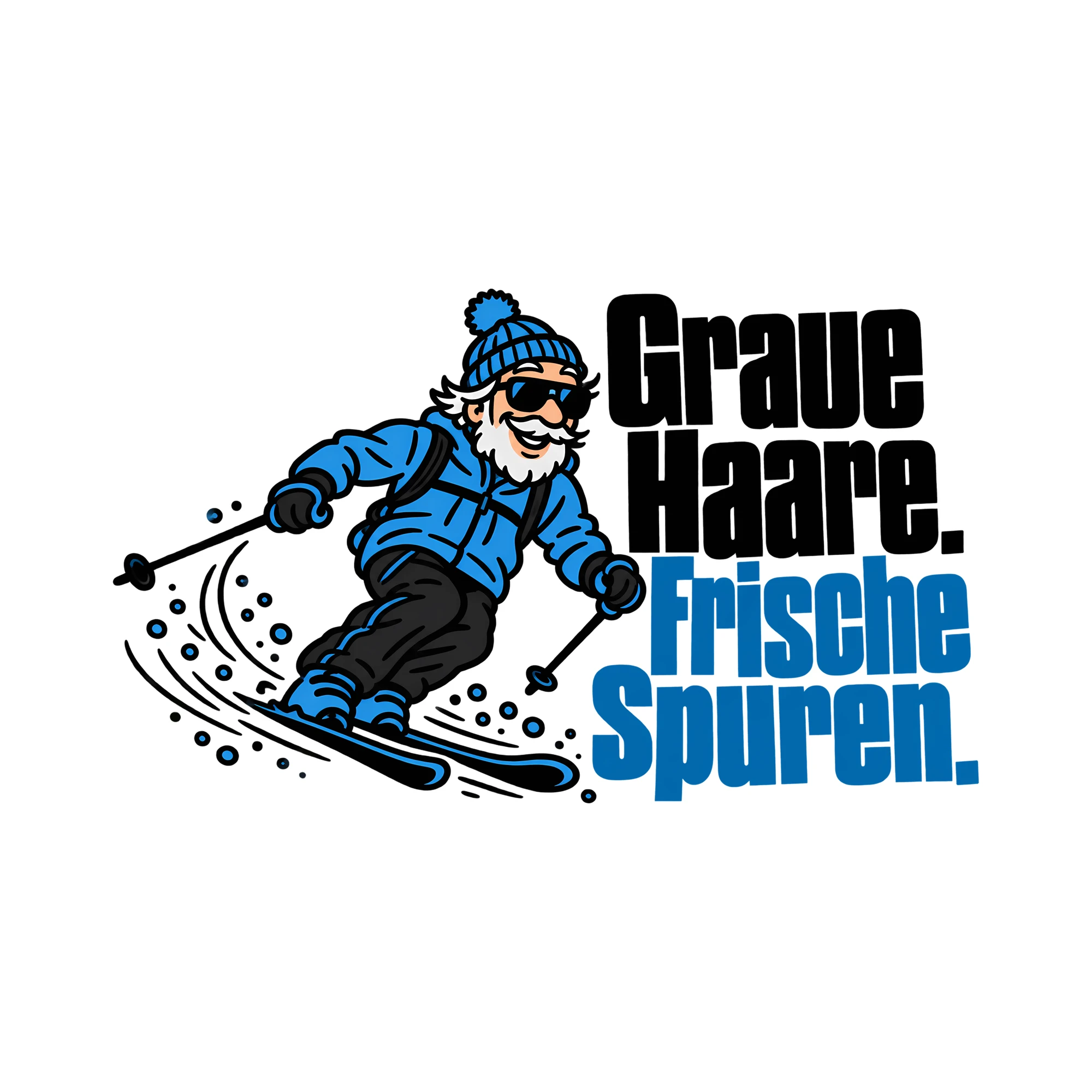 Bügelbild Graue Haare. Frische Spuren. als Grafik auf weißem Hintergrund (BB014225)