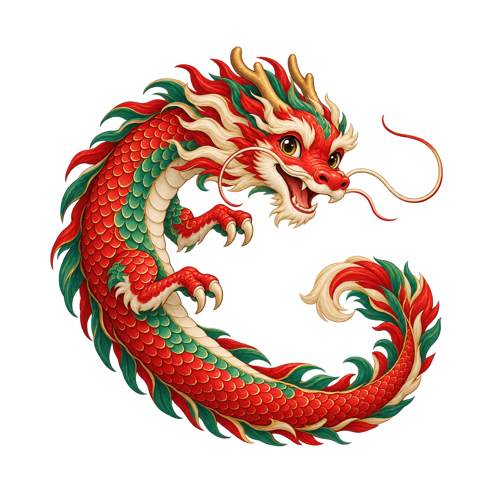 Bügelbild Chinese Zodiac Year Of The Dragon, Tiere Shirt Motiv als Grafik auf weißem Hintergrund (BB016182)