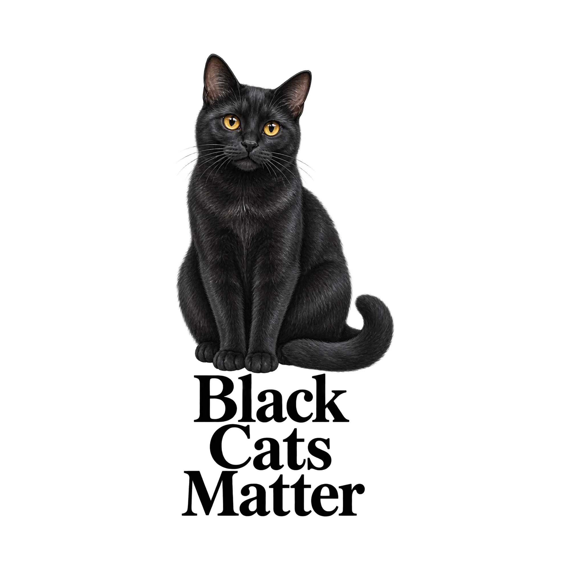 Bügelbild „Black Cats Matter“, Tiere Shirt Spruch als Grafik auf weißem Hintergrund (BB016146)