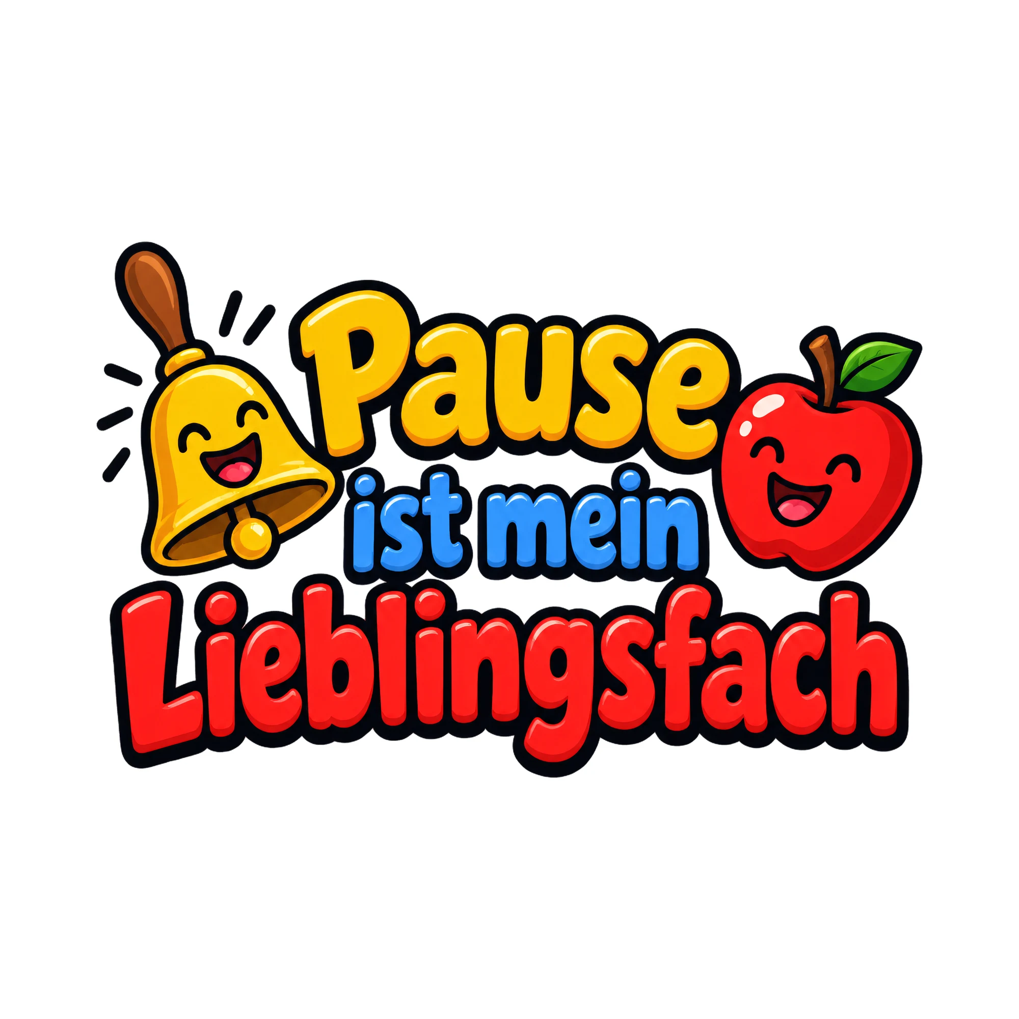 Bügelbild Pause ist mein Lieblingsfach, Lustiger Shirt Spruch als Grafik auf weißem Hintergrund (BB016761)