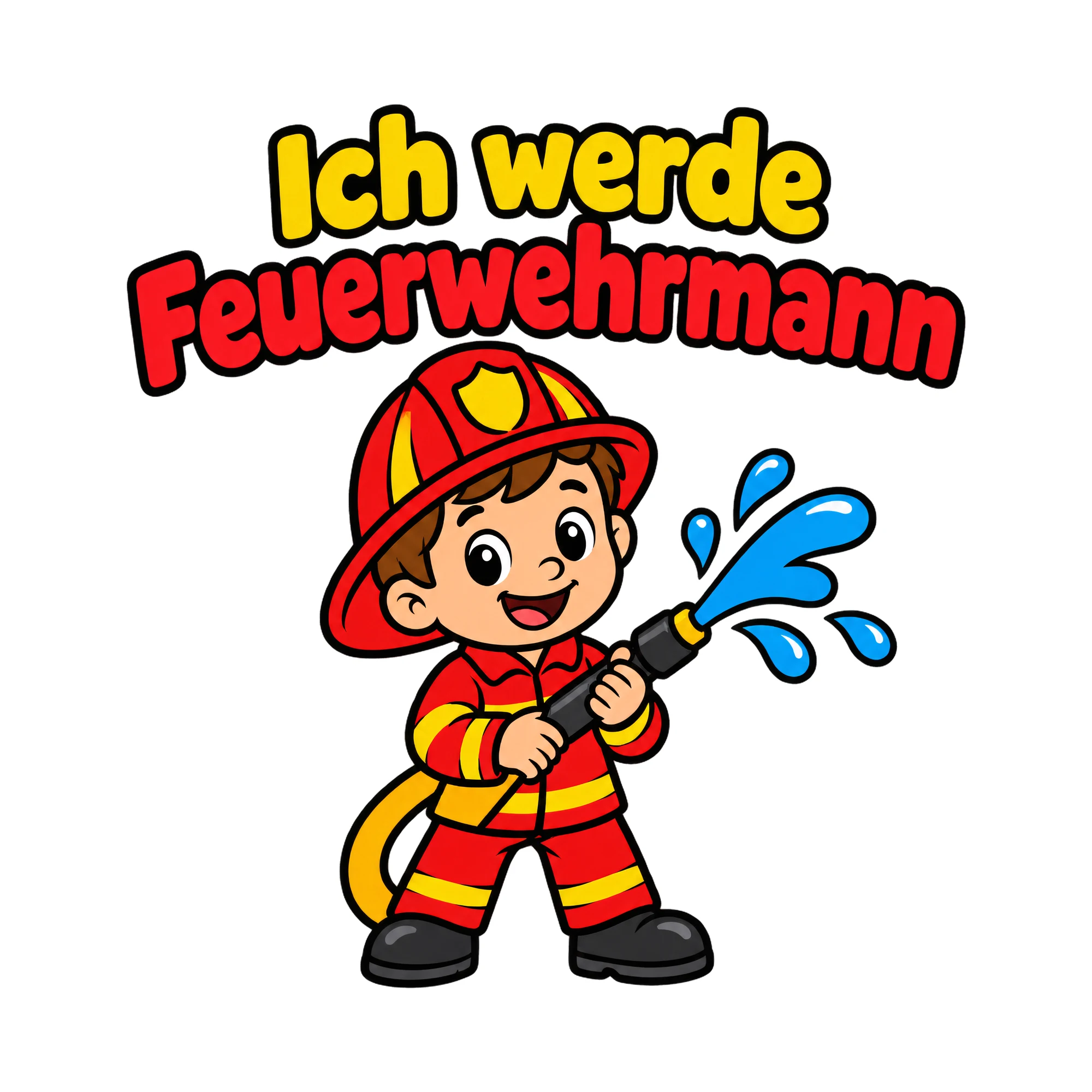 Bügelbild Ich werde Feuerwehrmann als Grafik auf weißem Hintergrund (BB018722)
