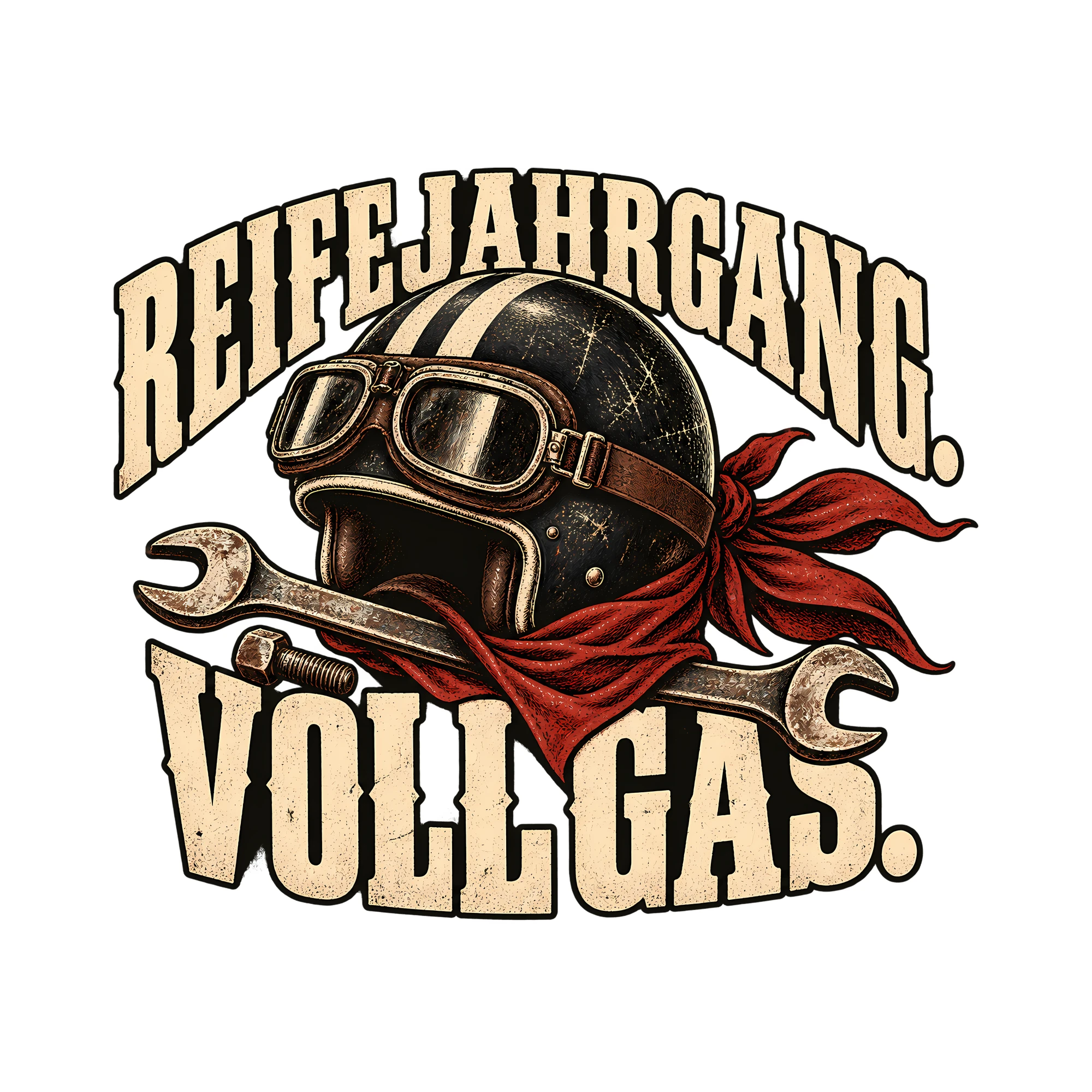 Bügelbild REIFEJAHRGANG. VOLLGAS. als Grafik auf weißem Hintergrund (BB012546)