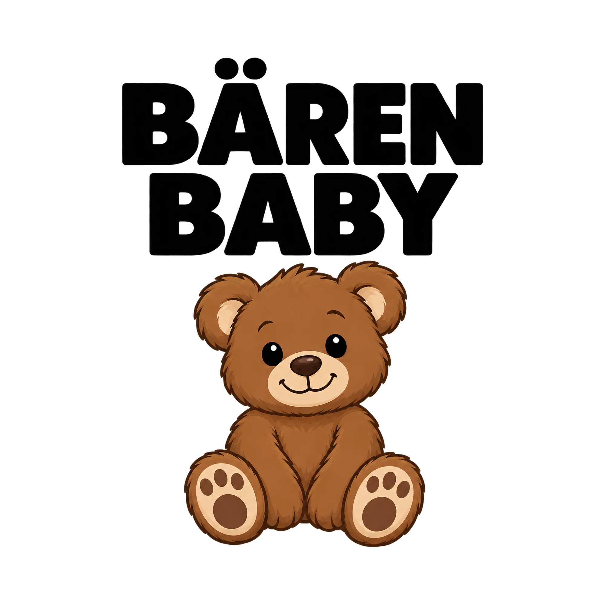 Bügelbild Bärenbaby, Babybody bügeln Motiv als Grafik auf weißem Hintergrund (BB017034)