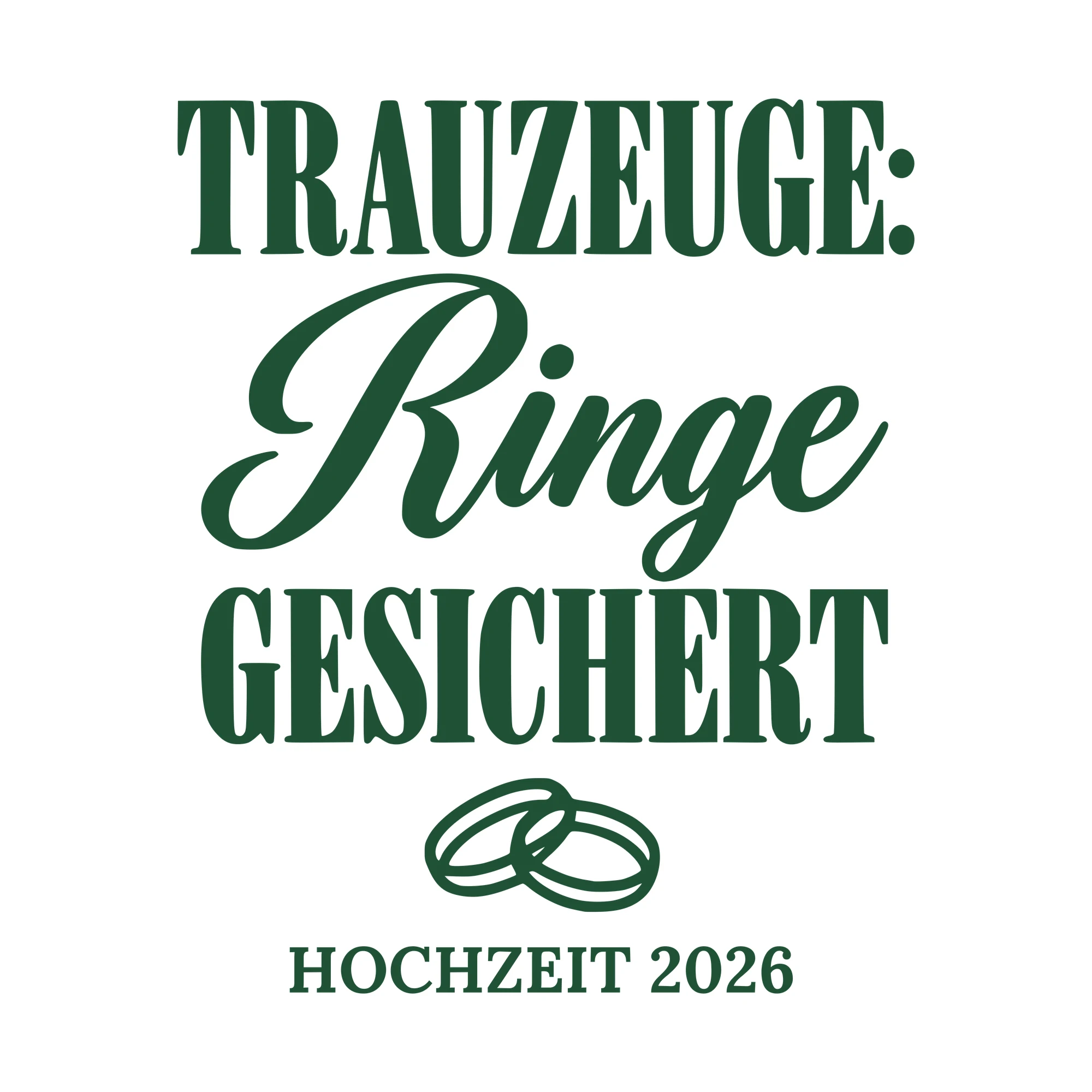 Bügelbild Trauzeuge: Ringe gesichert mit Jahr als Grafik auf weißem Hintergrund (BB010730)