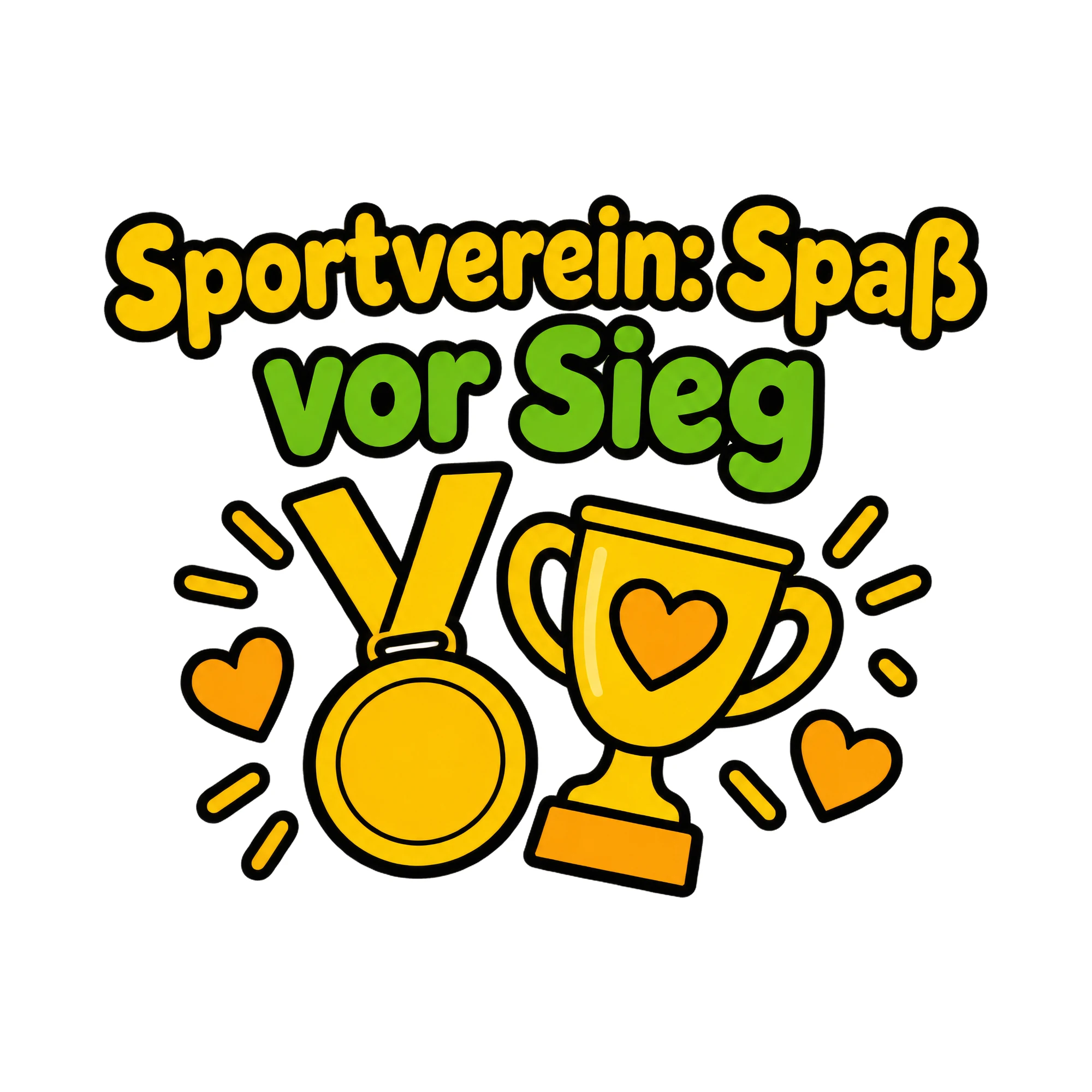 Bügelbild Sportverein: Spaß vor Sieg als Grafik auf weißem Hintergrund (BB020506)