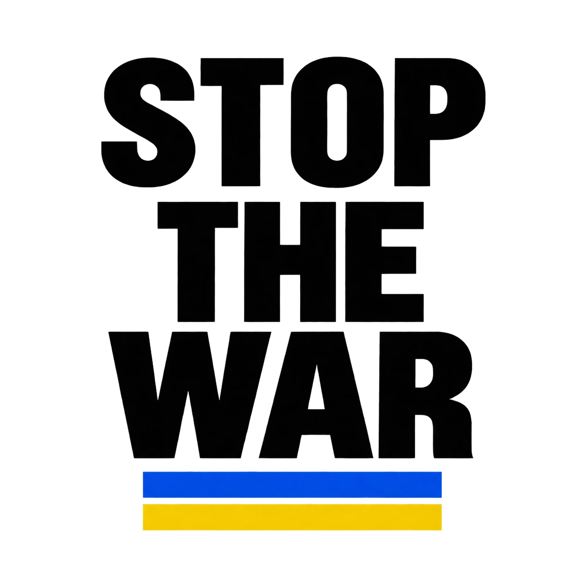 Bügelbild STOP THE WAR als Grafik auf weißem Hintergrund (BB015354)