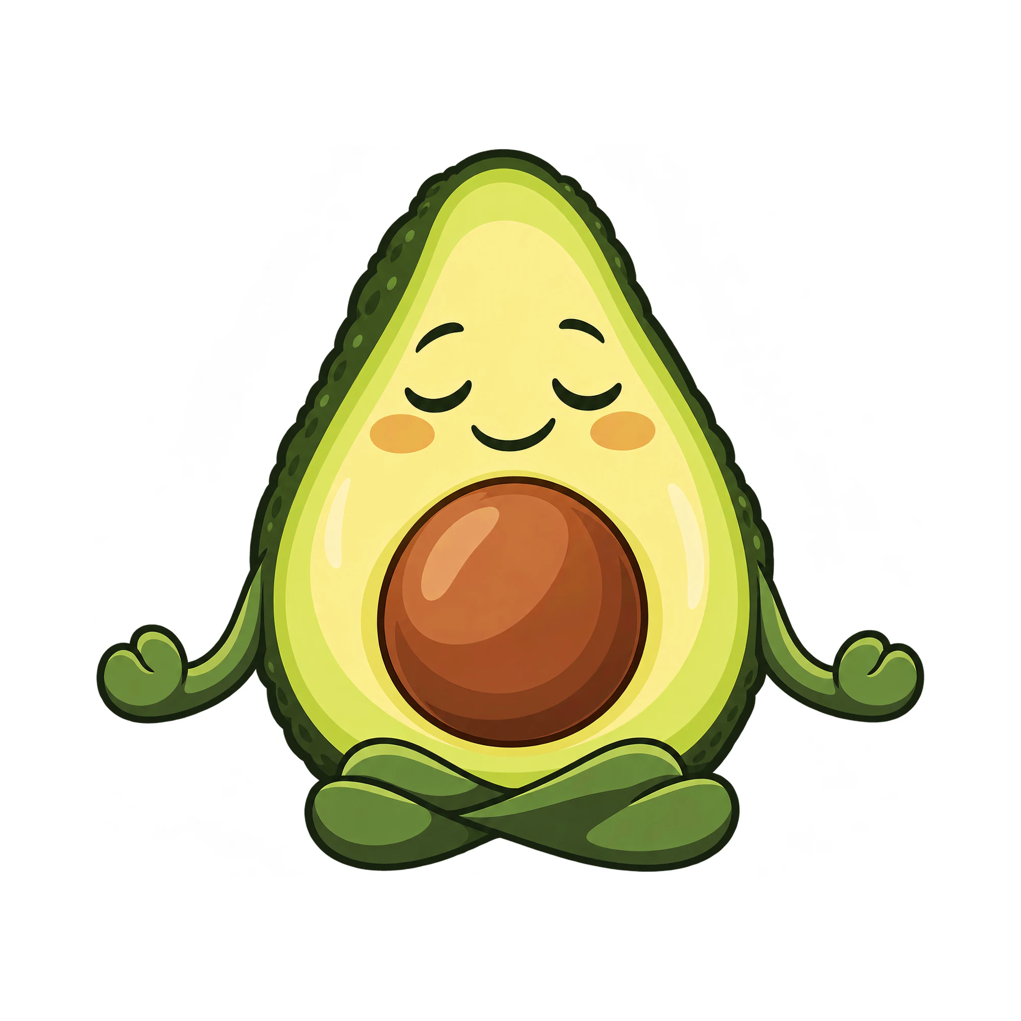 Bügelbild Yogacado, Lustiger Shirt Motiv als Grafik auf weißem Hintergrund (BB015626)