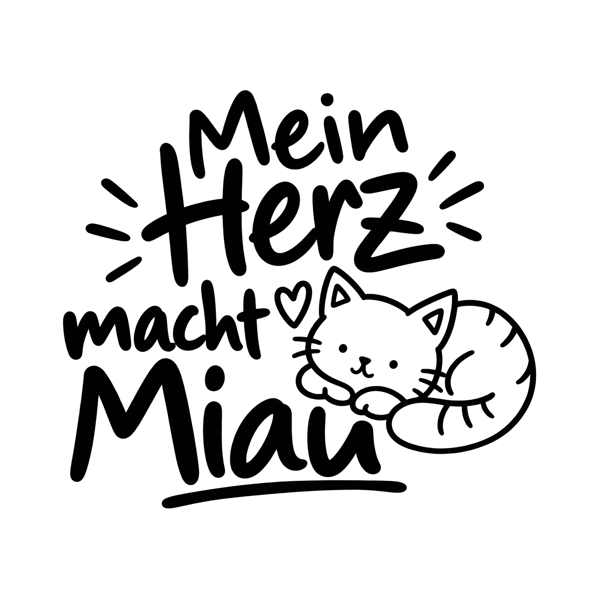 Bügelbild Mein Herz macht Miau als Grafik auf weißem Hintergrund (BB013579)