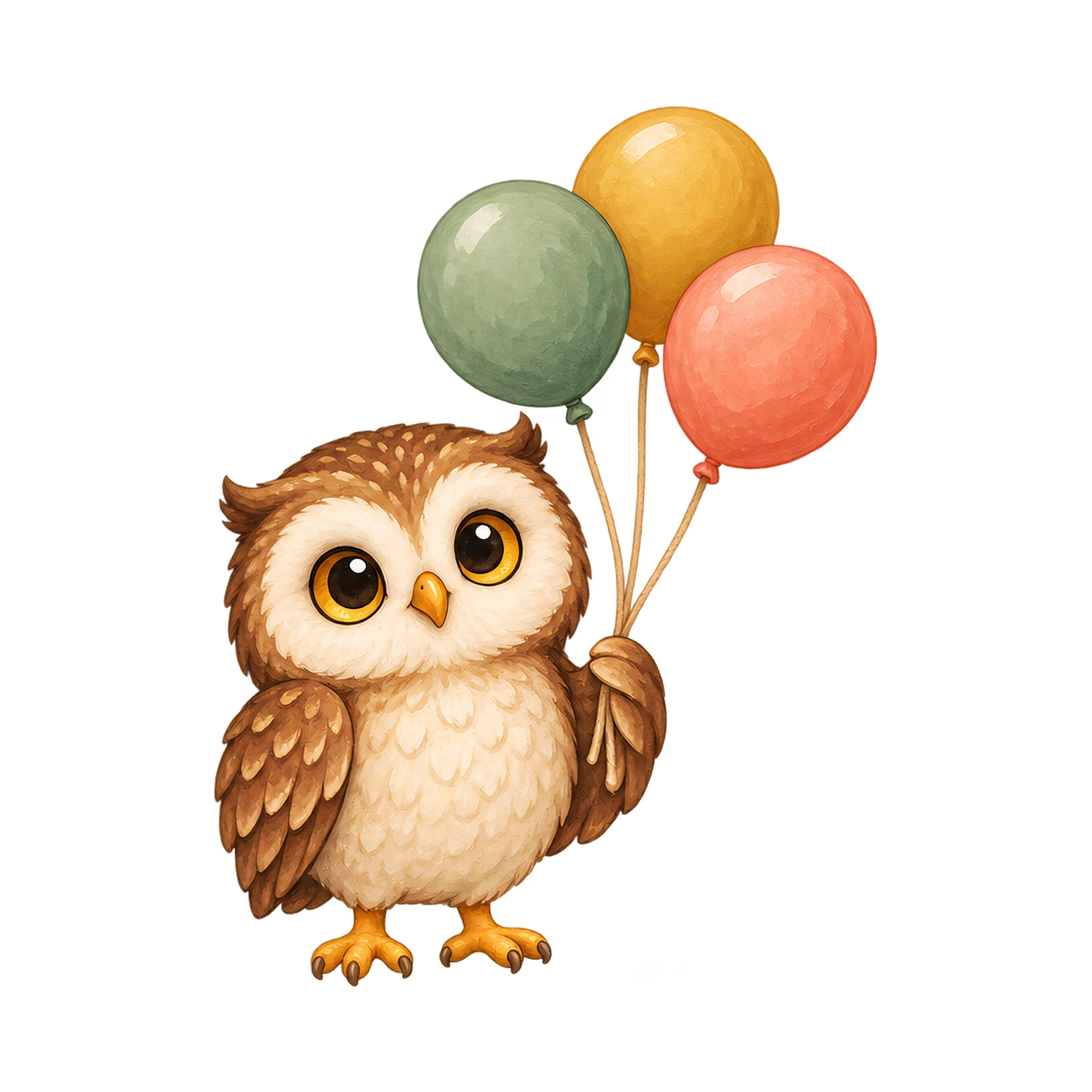 Bügelbild Eule mit Luftballons, Tiere Shirt Spruch als Grafik auf weißem Hintergrund (BB018307)