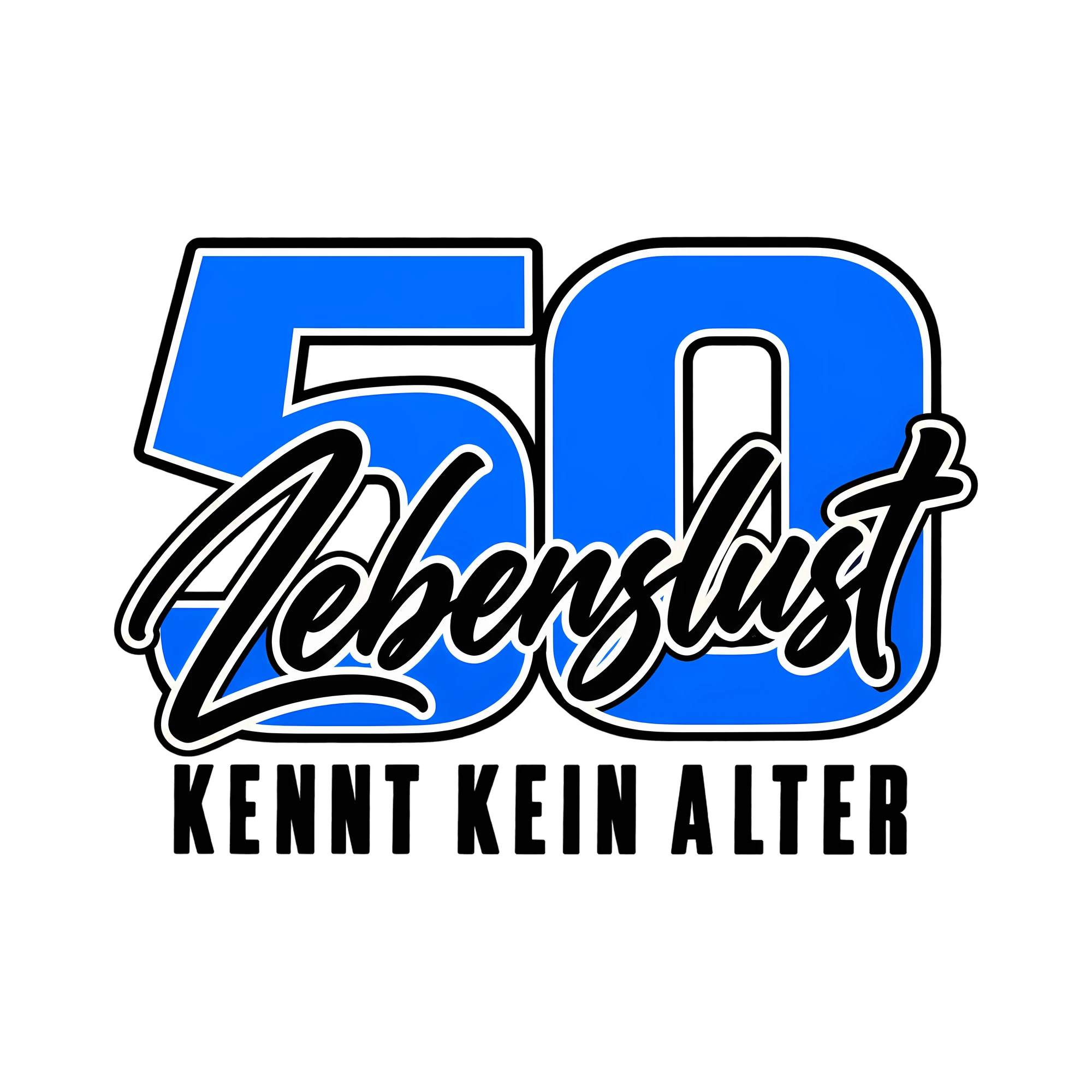 Bügelbild 50 · Lebenslust · Kennt kein Alter als Grafik auf weißem Hintergrund (BB012549)