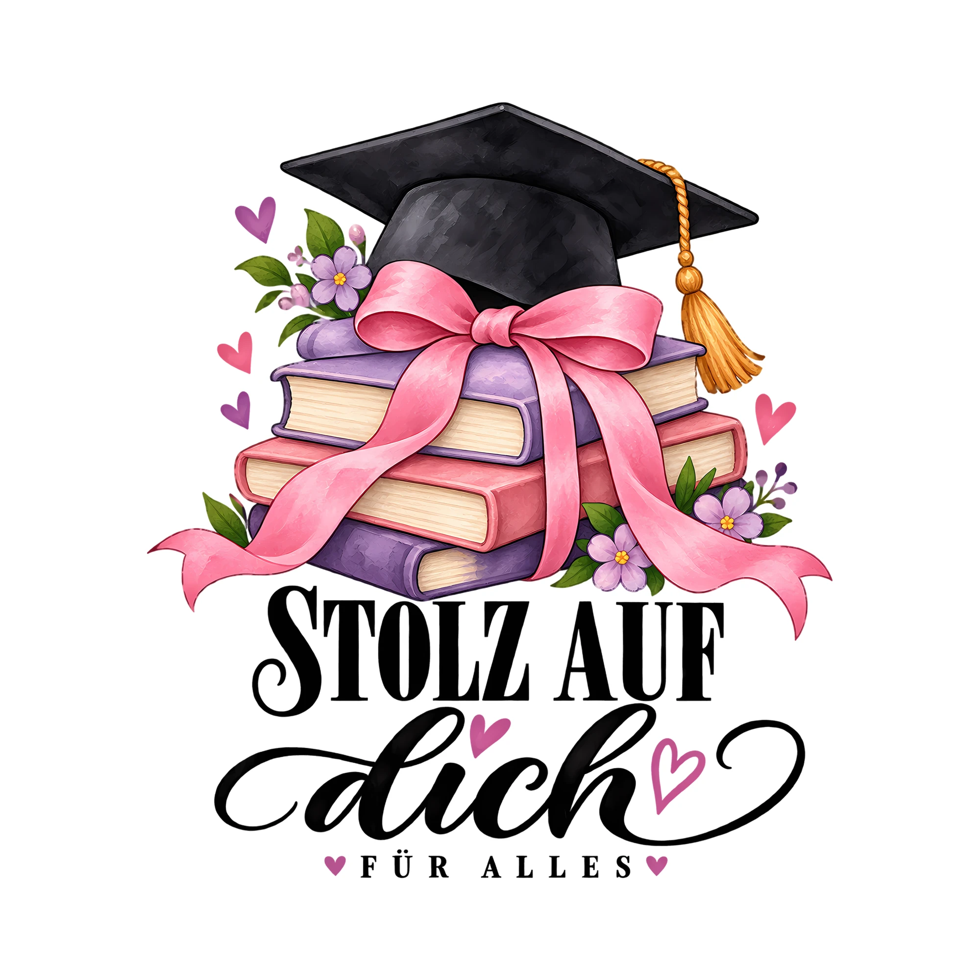 Bügelbild Stolz auf dich. Für alles als Grafik auf weißem Hintergrund (BB011441)