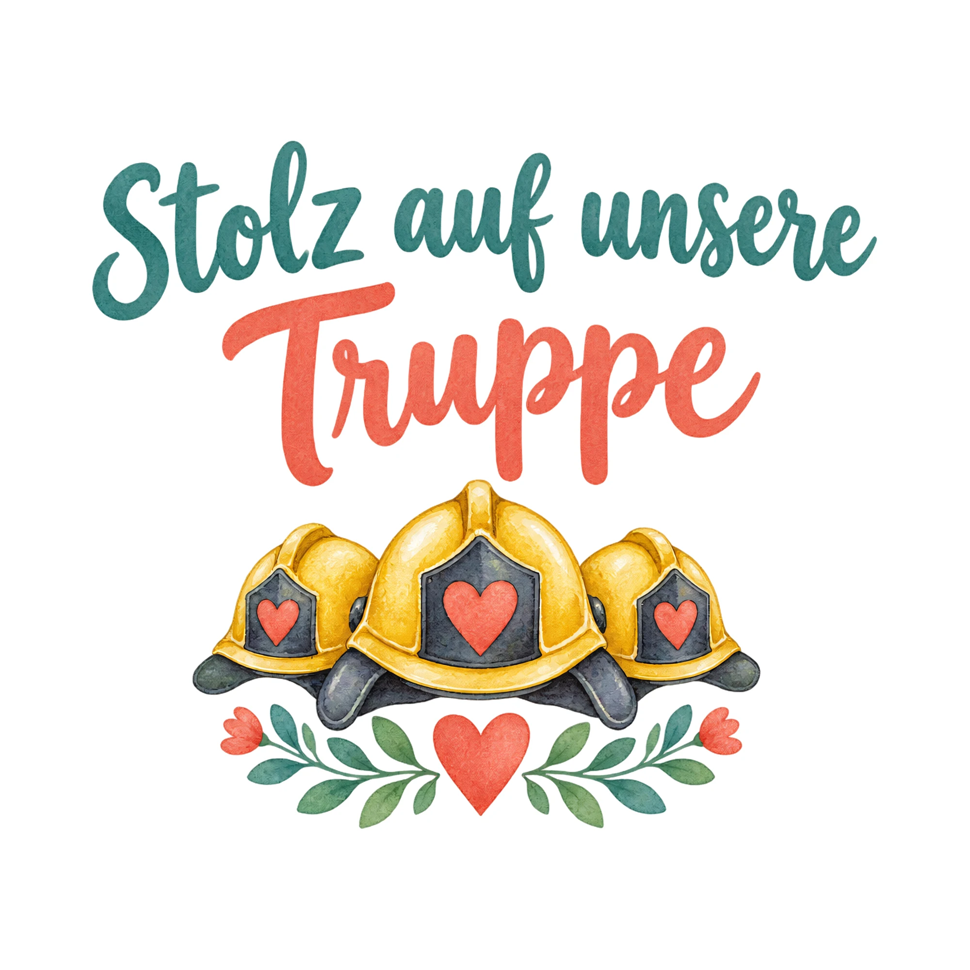 Bügelbild Stolz auf unsere Truppe als Grafik auf weißem Hintergrund (BB020444)