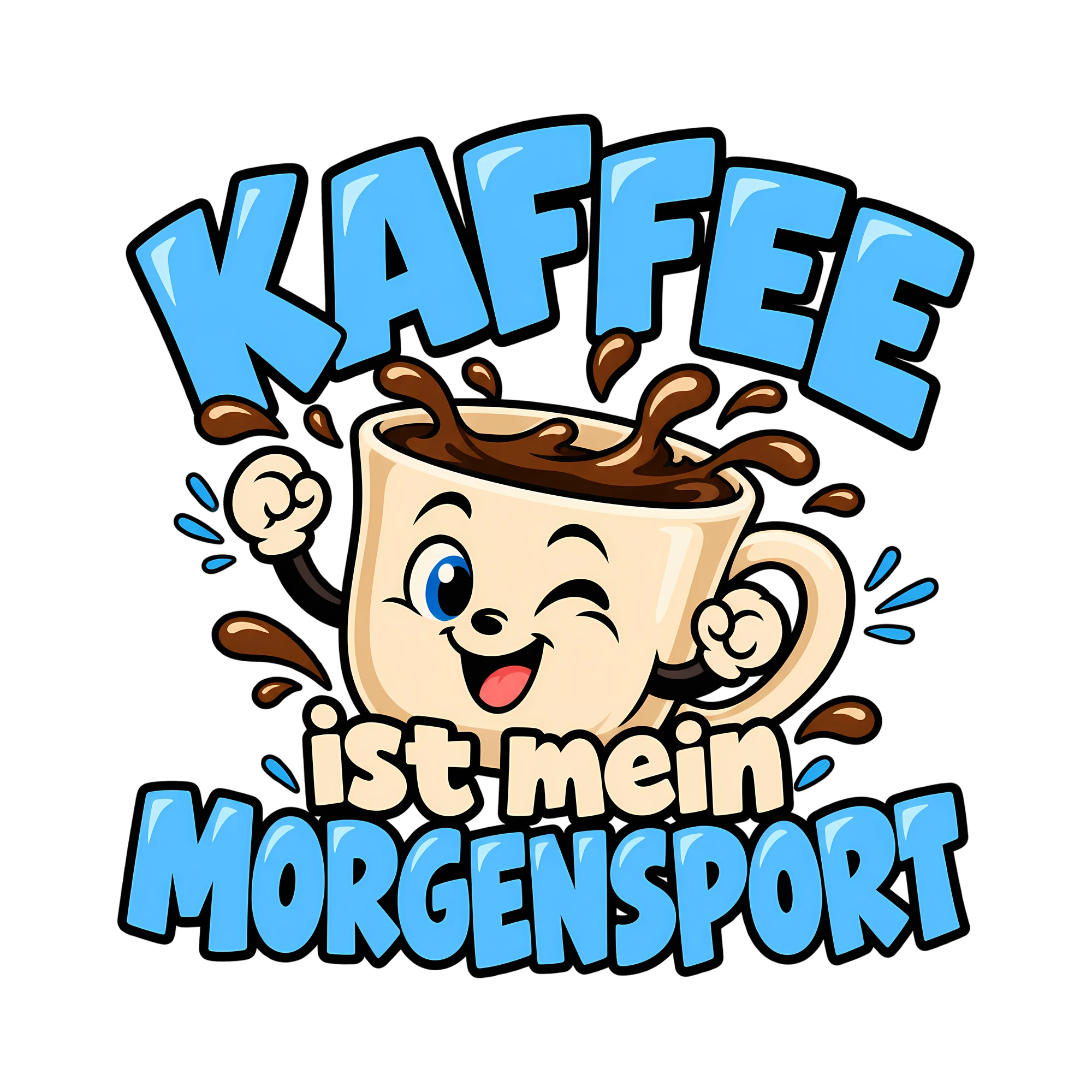 Bügelbild Kaffee ist mein Morgensport als Grafik auf weißem Hintergrund (BB012193)