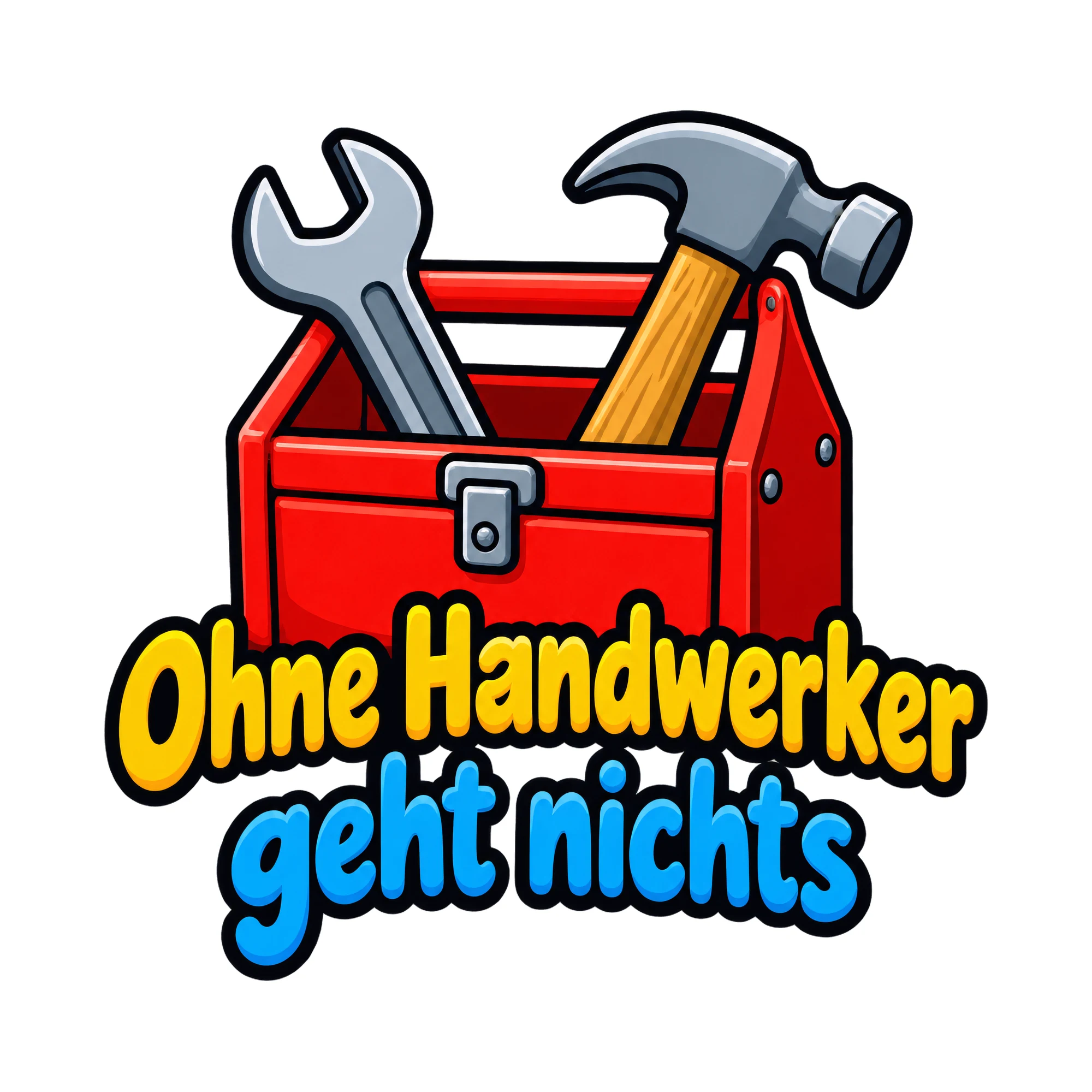Bügelbild Ohne Handwerker geht nichts, Beruf Shirt Spruch als Grafik auf weißem Hintergrund (BB016626)