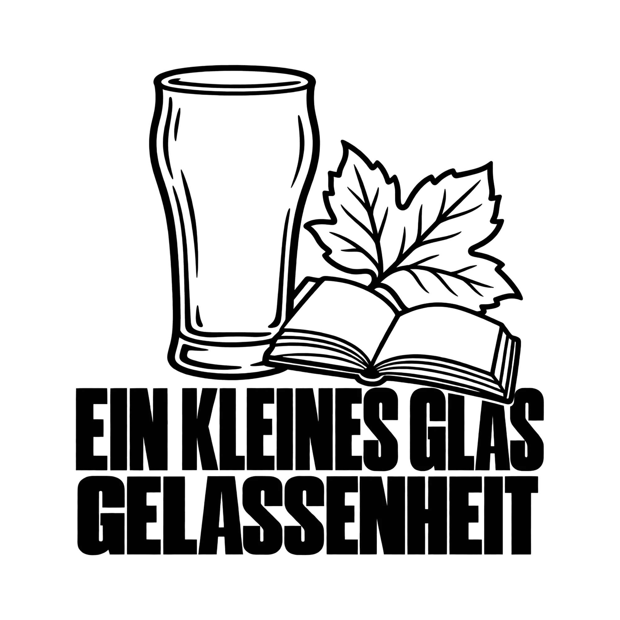 Bügelbild EIN KLEINES GLAS GELASSENHEIT als Grafik auf weißem Hintergrund (BB011932)