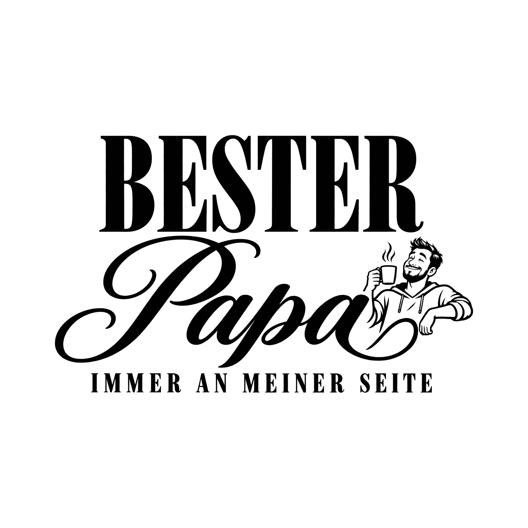 Bügelbild Bester Papa immer an meiner Seite als Grafik auf weißem Hintergrund (BB012372)