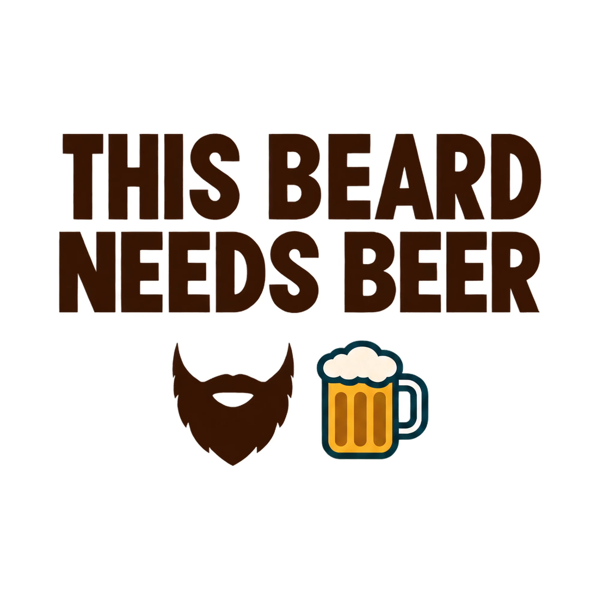 Bügelbild THIS BEARD NEEDS BEER als Grafik auf weißem Hintergrund (BB021038)