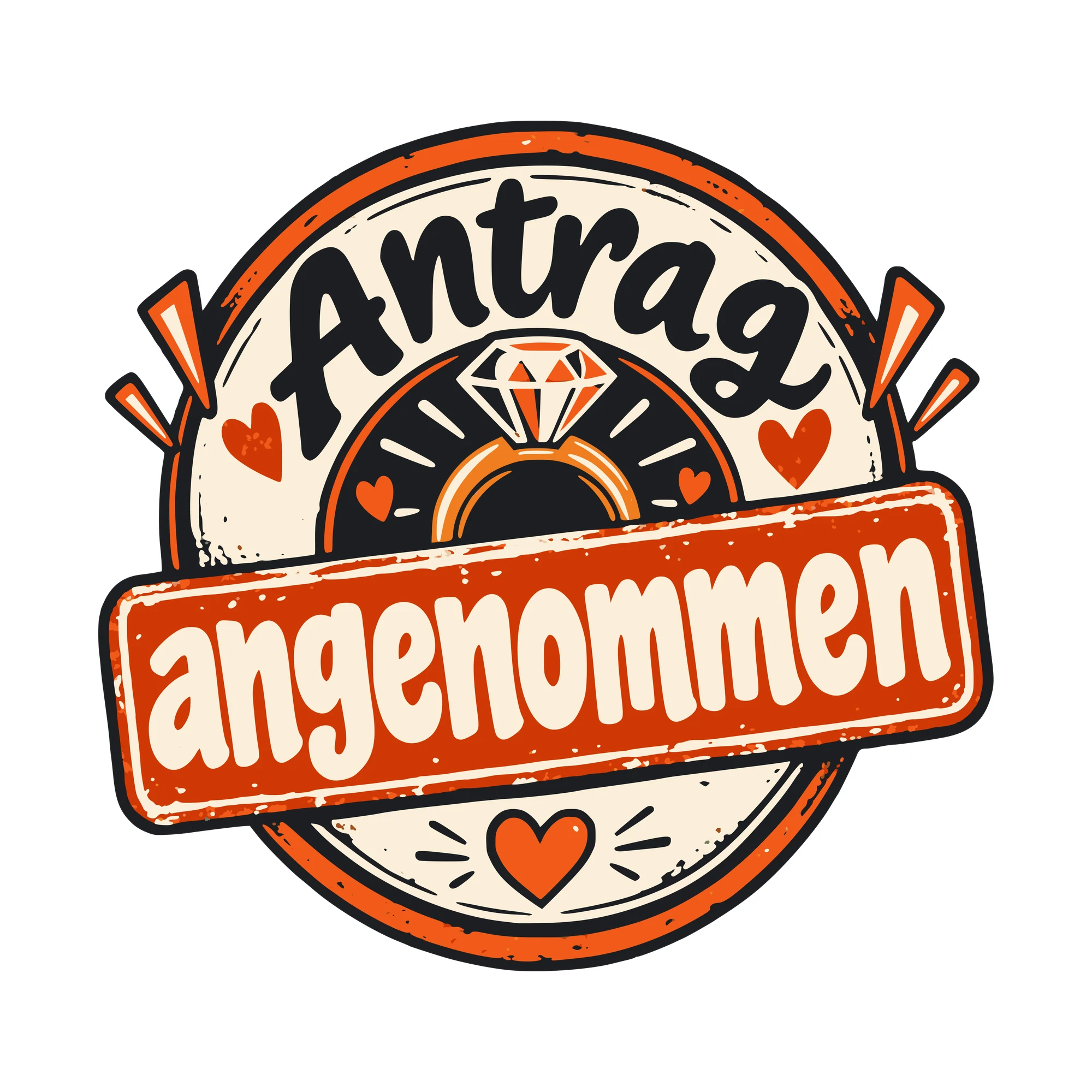 Bügelbild Antrag angenommen als Grafik auf weißem Hintergrund (BB011299)