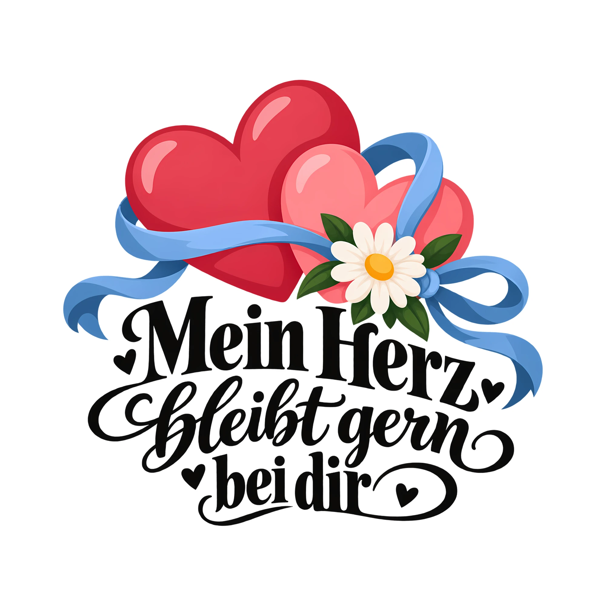 Bügelbild Mein Herz bleibt gern bei dir als Grafik auf weißem Hintergrund (BB013607)