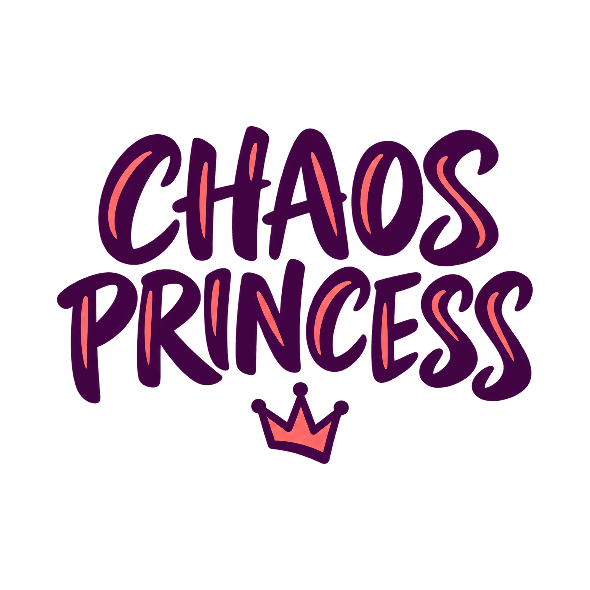 Bügelbild Chaos Princess, Lustiger Shirt Spruch als Grafik auf weißem Hintergrund (BB017340)