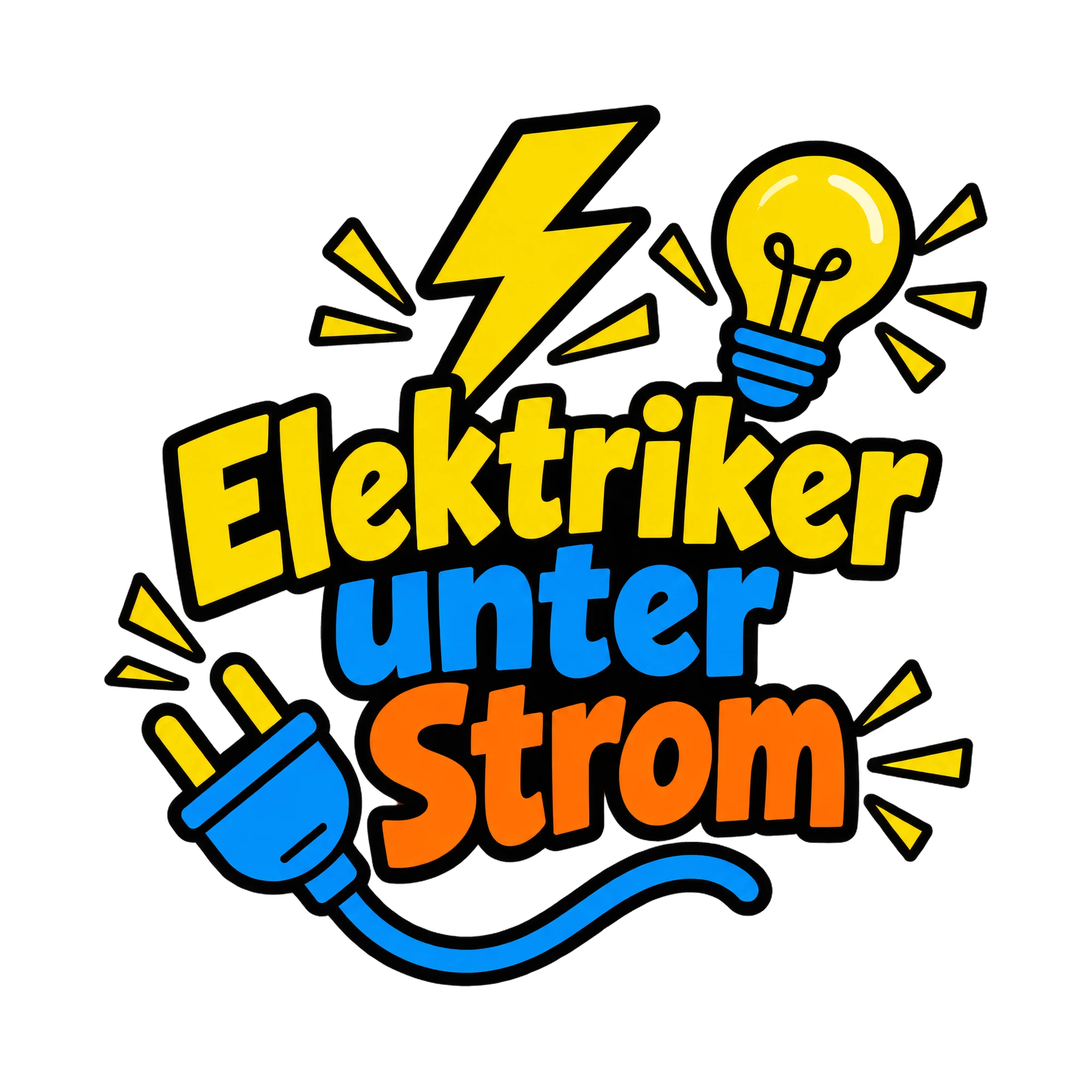 Bügelbild Elektriker unter Strom als Grafik auf weißem Hintergrund (BB018618)