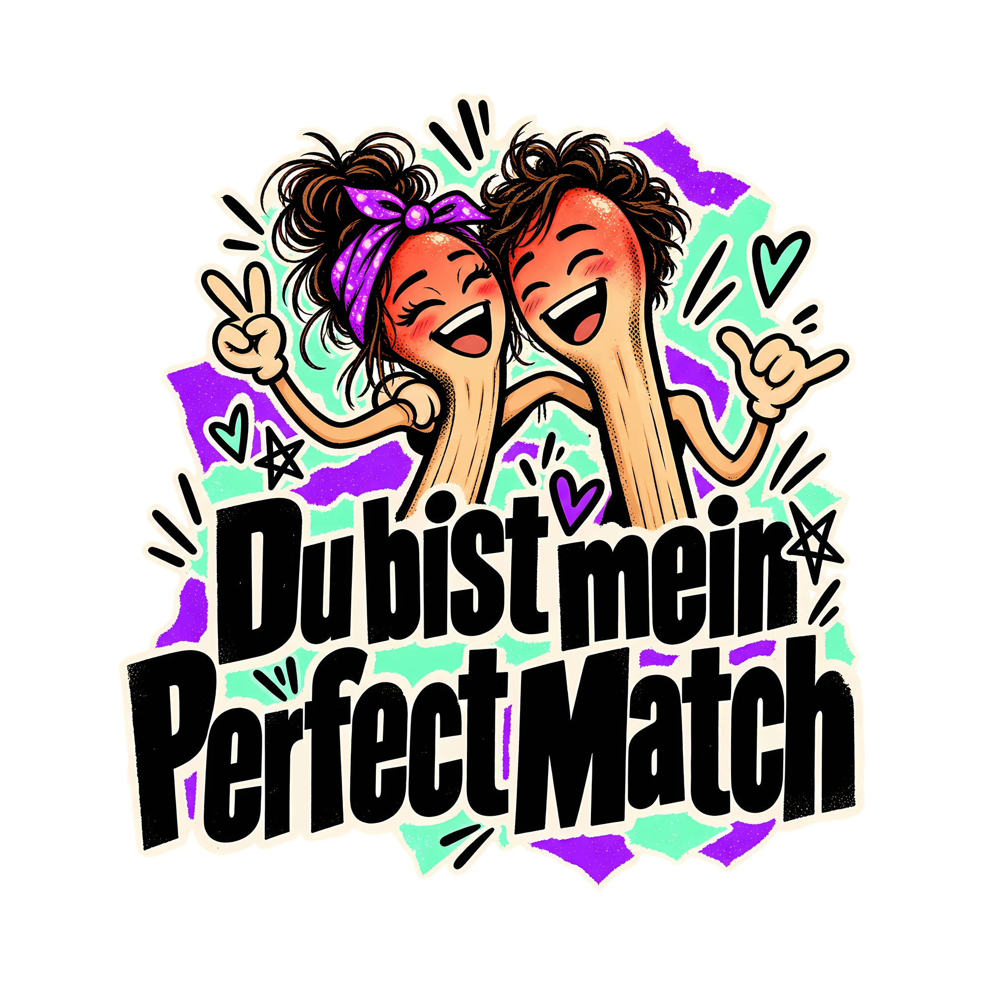Bügelbild Du bist mein Perfect Match, Freundschaft Shirt Spruch als Grafik auf weißem Hintergrund (BB014651)