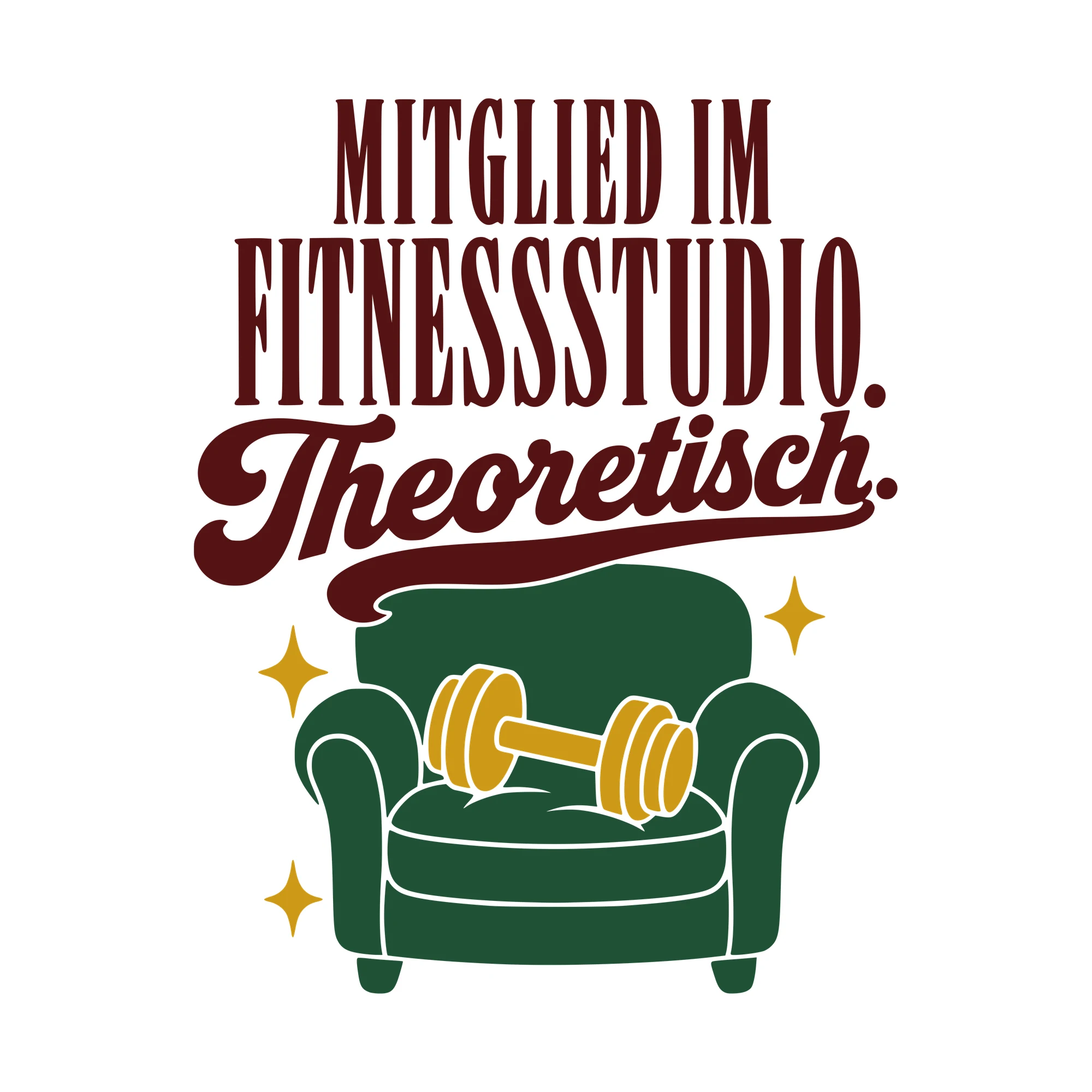 Bügelbild Mitglied im Fitnessstudio. Theoretisch. als Grafik auf weißem Hintergrund (BB010511)