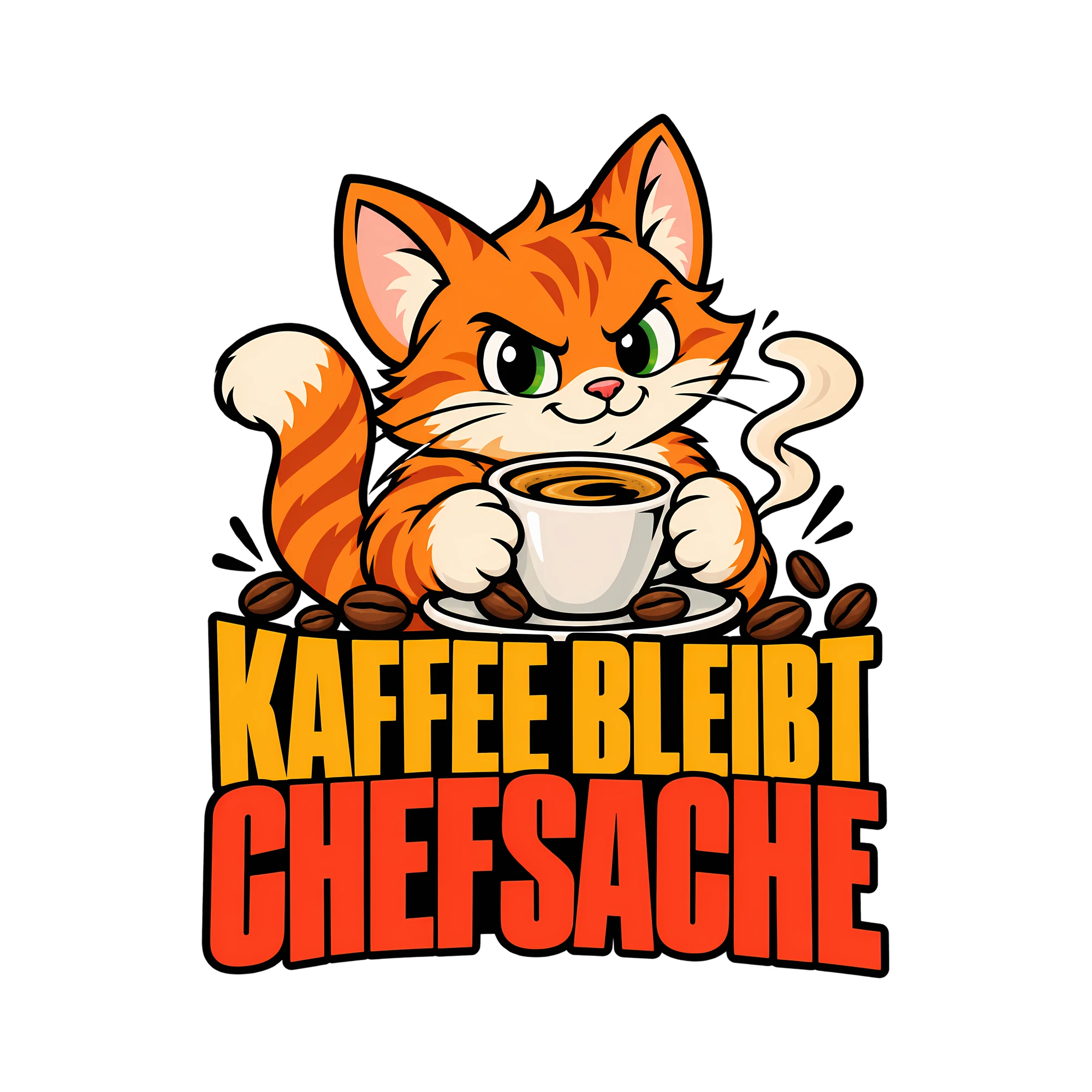 Bügelbild KAFFEE BLEIBT CHEFSACHE als Grafik auf weißem Hintergrund (BB012135)