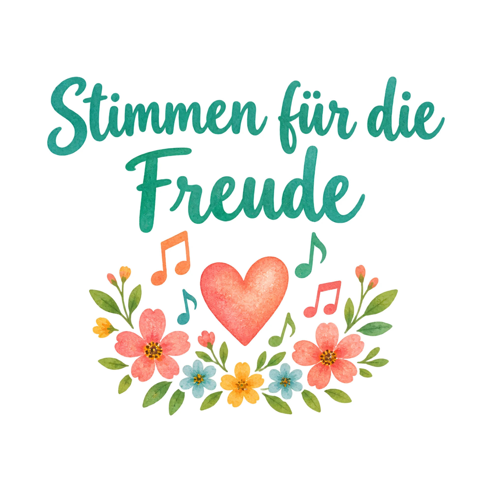 Bügelbild Stimmen für die Freude als Grafik auf weißem Hintergrund (BB020491)