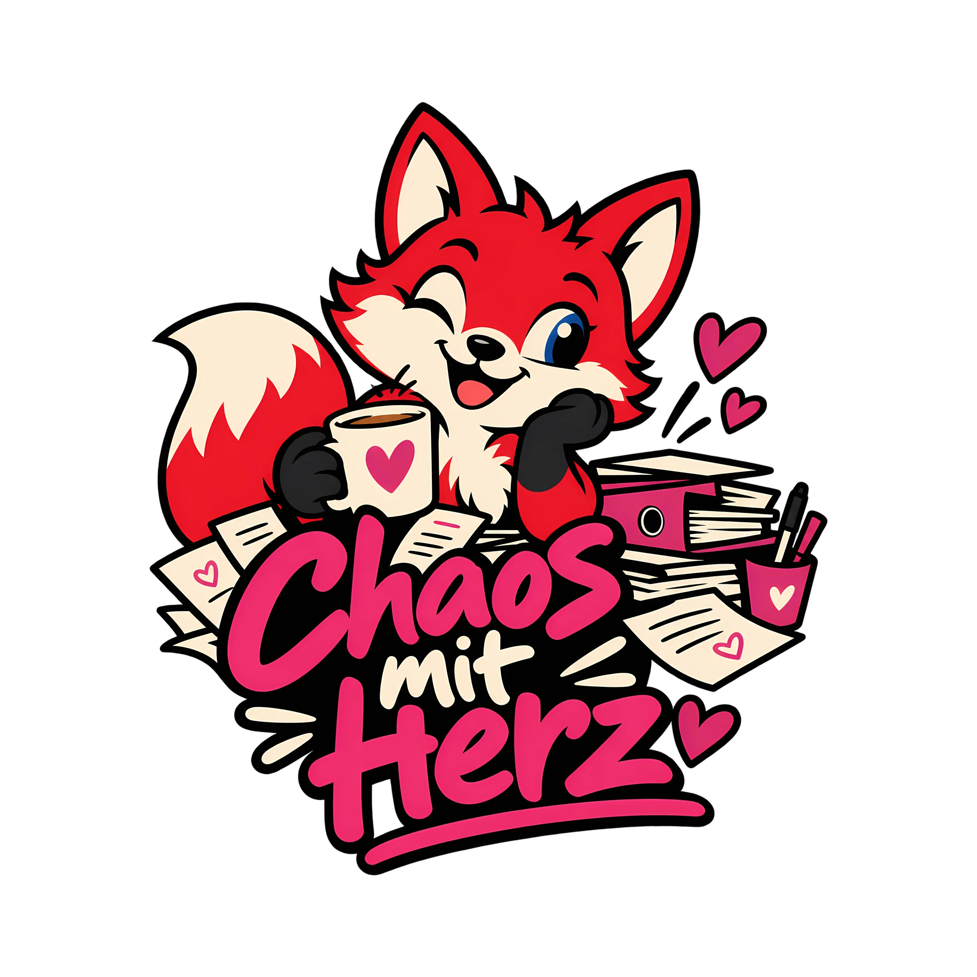 Bügelbild Chaos mit Herz als Grafik auf weißem Hintergrund (BB011584)