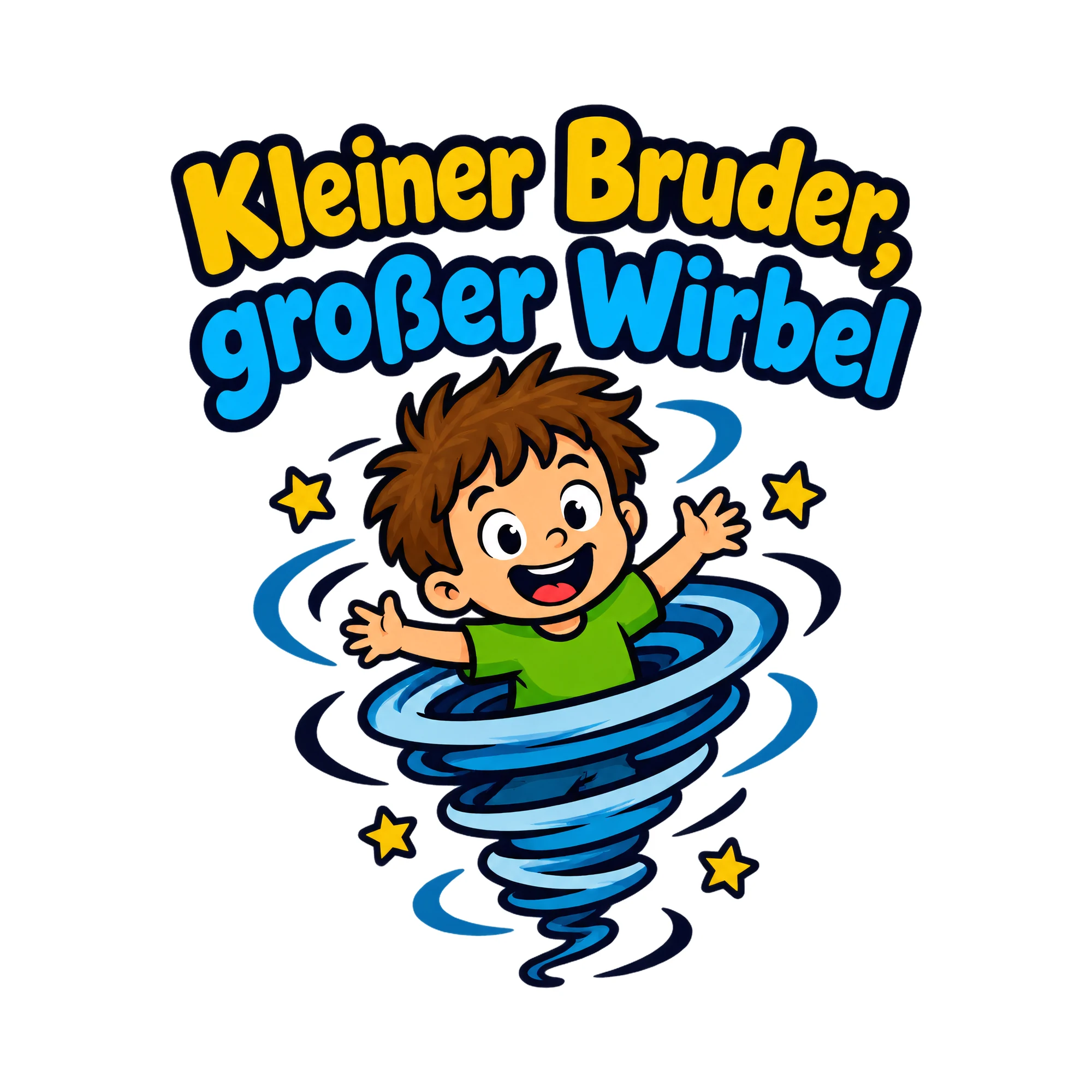Bügelbild Kleiner Bruder, großer Wirbel als Grafik auf weißem Hintergrund (BB020068)