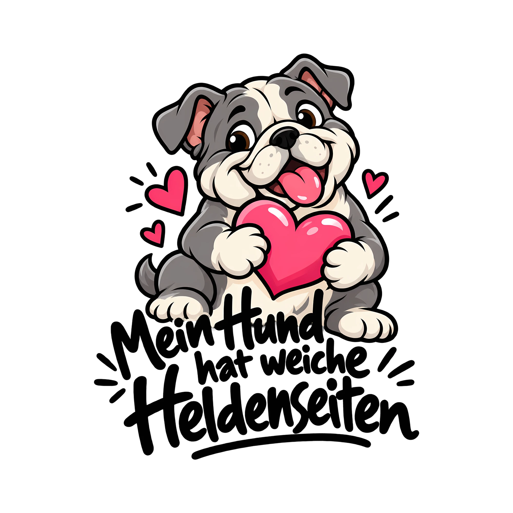 Bügelbild Mein Hund hat weiche Heldenseiten als Grafik auf weißem Hintergrund (BB013086)