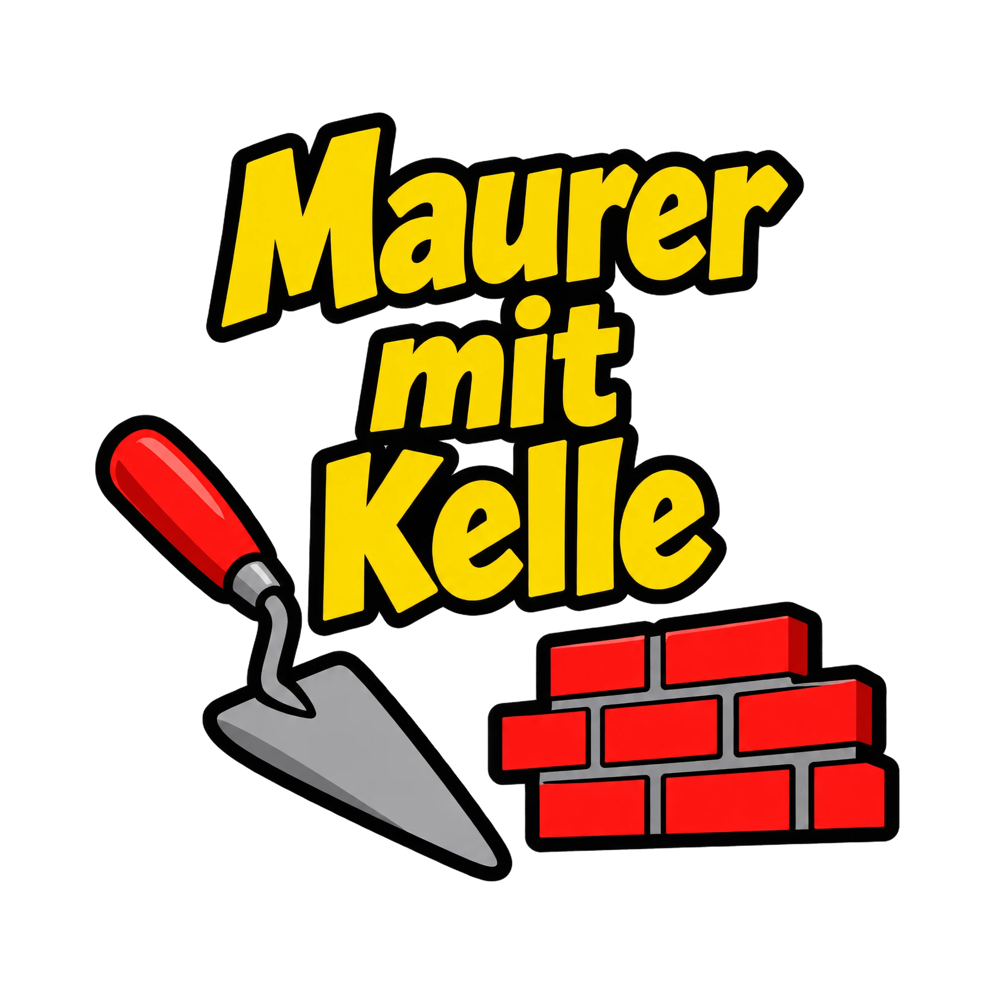 Bügelbild Maurer mit Kelle als Grafik auf weißem Hintergrund (BB018619)