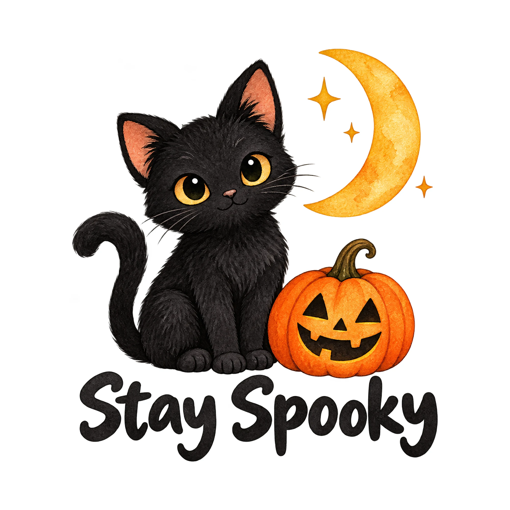 Bügelbild „Stay Spooky“, Halloween Shirt Spruch als Grafik auf weißem Hintergrund (BB014872)