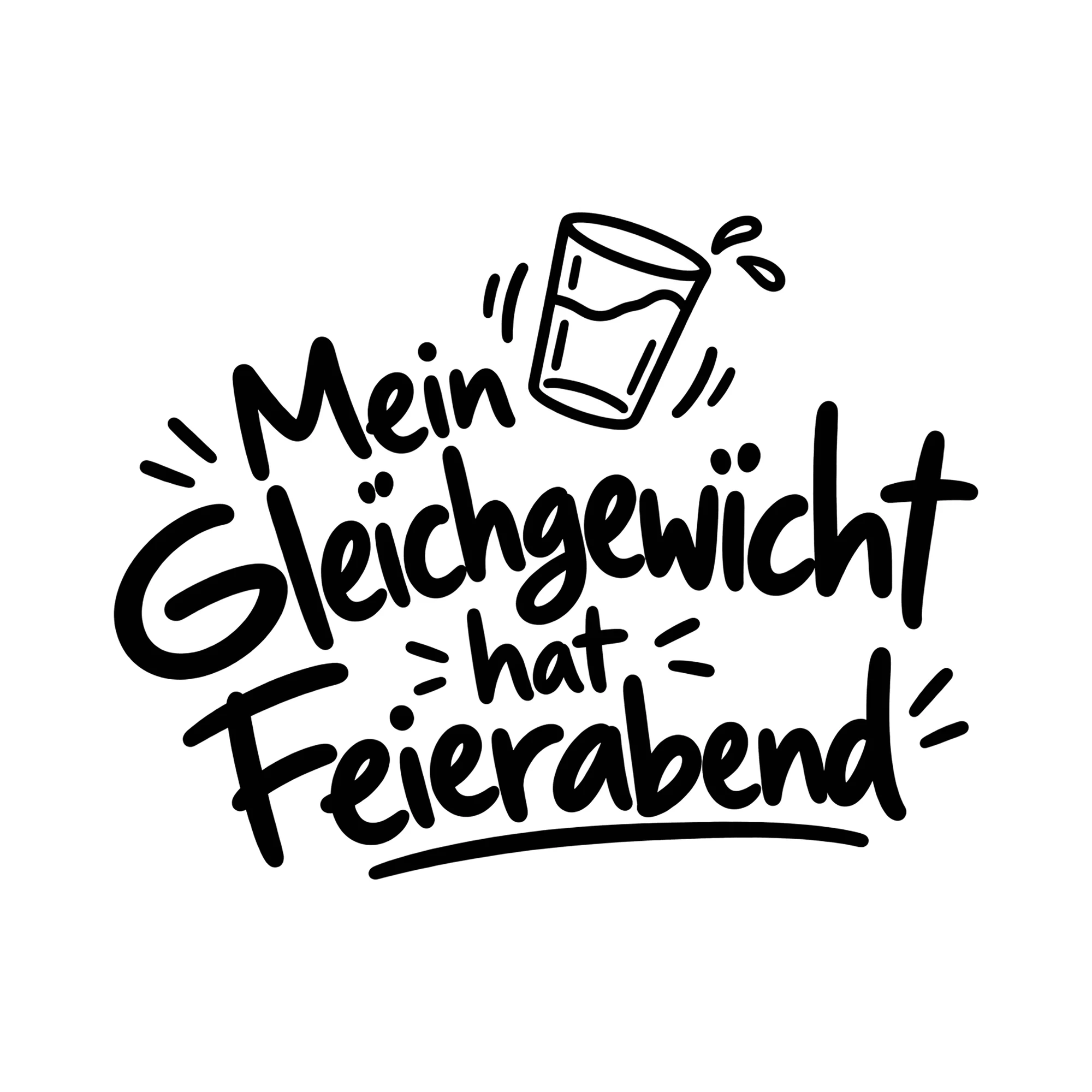 Bügelbild Mein Gleichgewicht hat Feierabend als Grafik auf weißem Hintergrund (BB011994)