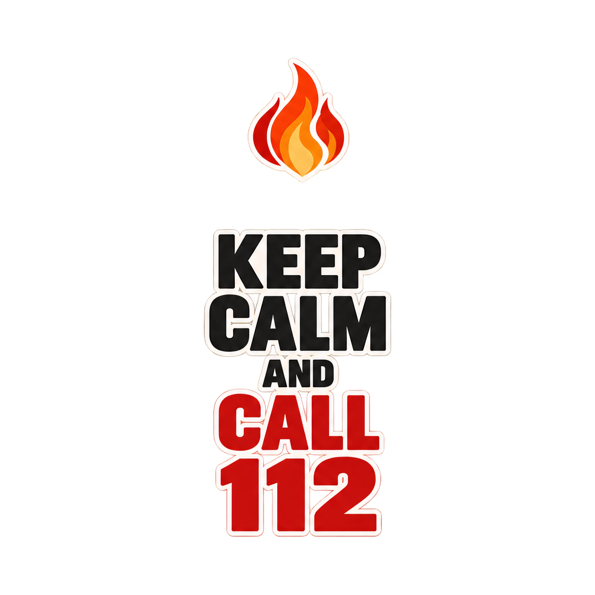 Bügelbild KEEP CALM AND CALL 112 als Grafik auf weißem Hintergrund (BB021293)