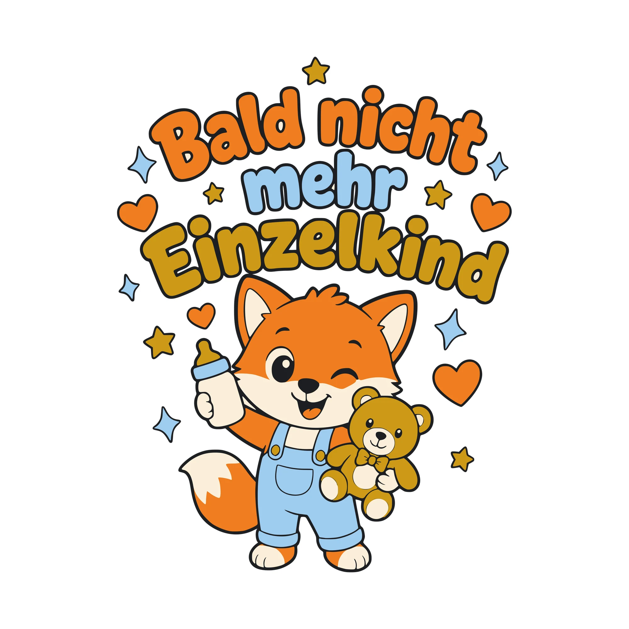 Bügelbild Bald nicht mehr Einzelkind als Grafik auf weißem Hintergrund (BB010554)