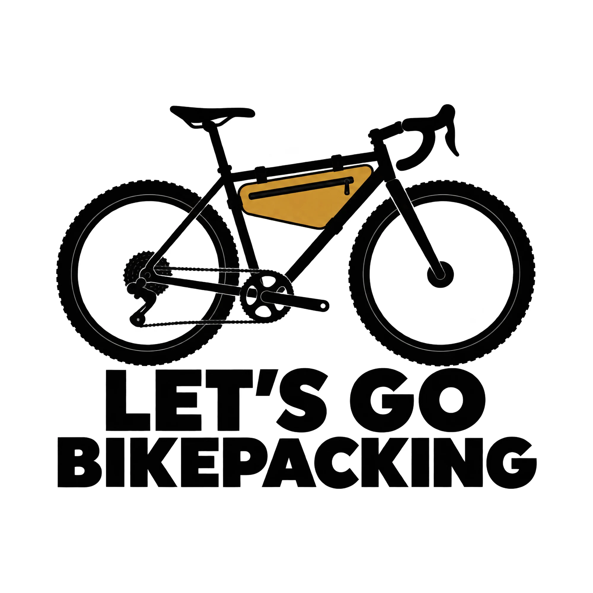 Bügelbild Let's Go Bikepacking, Sport Shirt Spruch als Grafik auf weißem Hintergrund (BB015612)