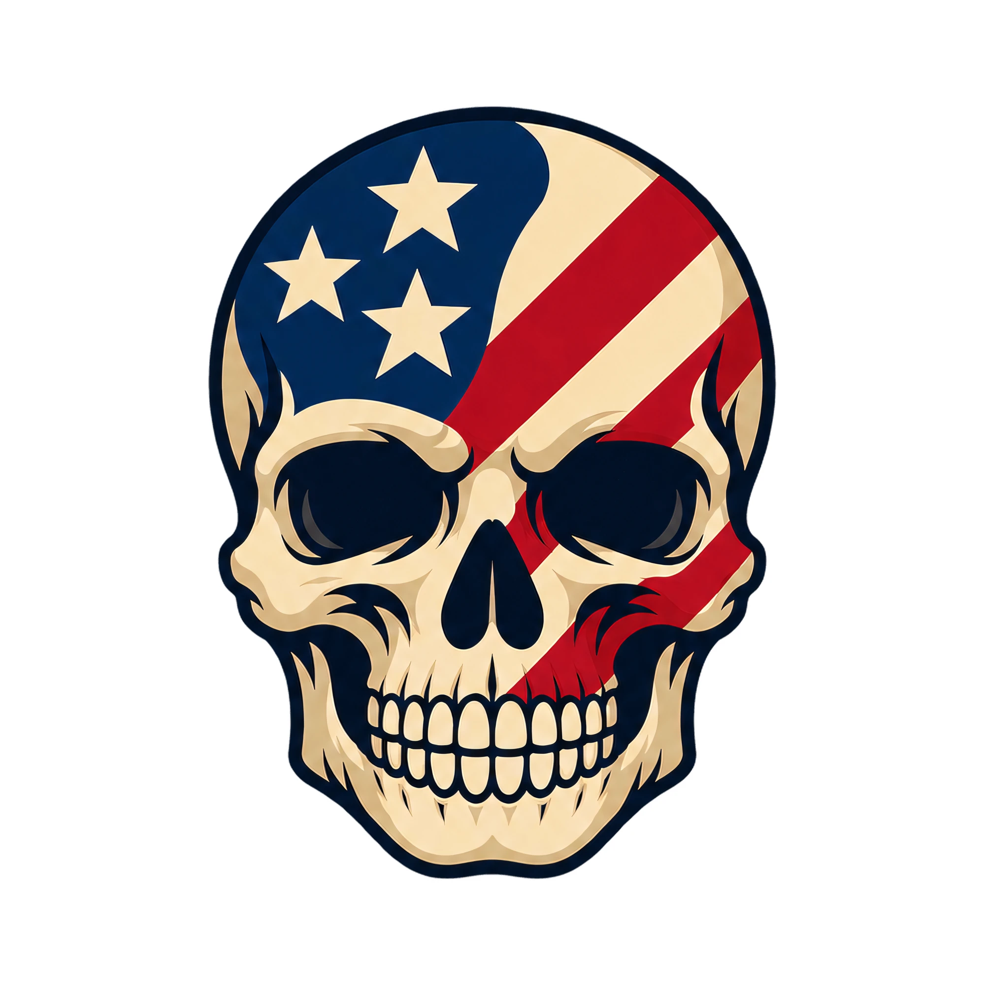 Bügelbild American Skull | Lustiger Shirt Motiv als Grafik auf weißem Hintergrund (BB016076)