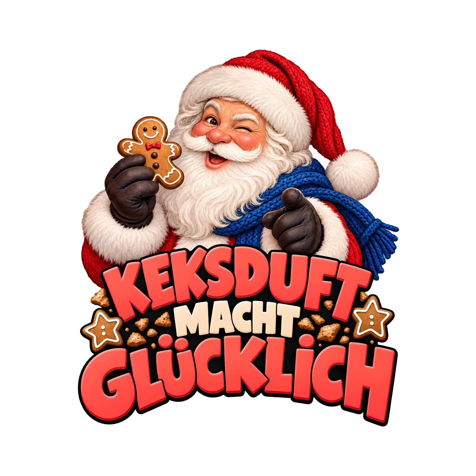 Bügelbild Keksduft macht glücklich als Grafik auf weißem Hintergrund (BB013913)