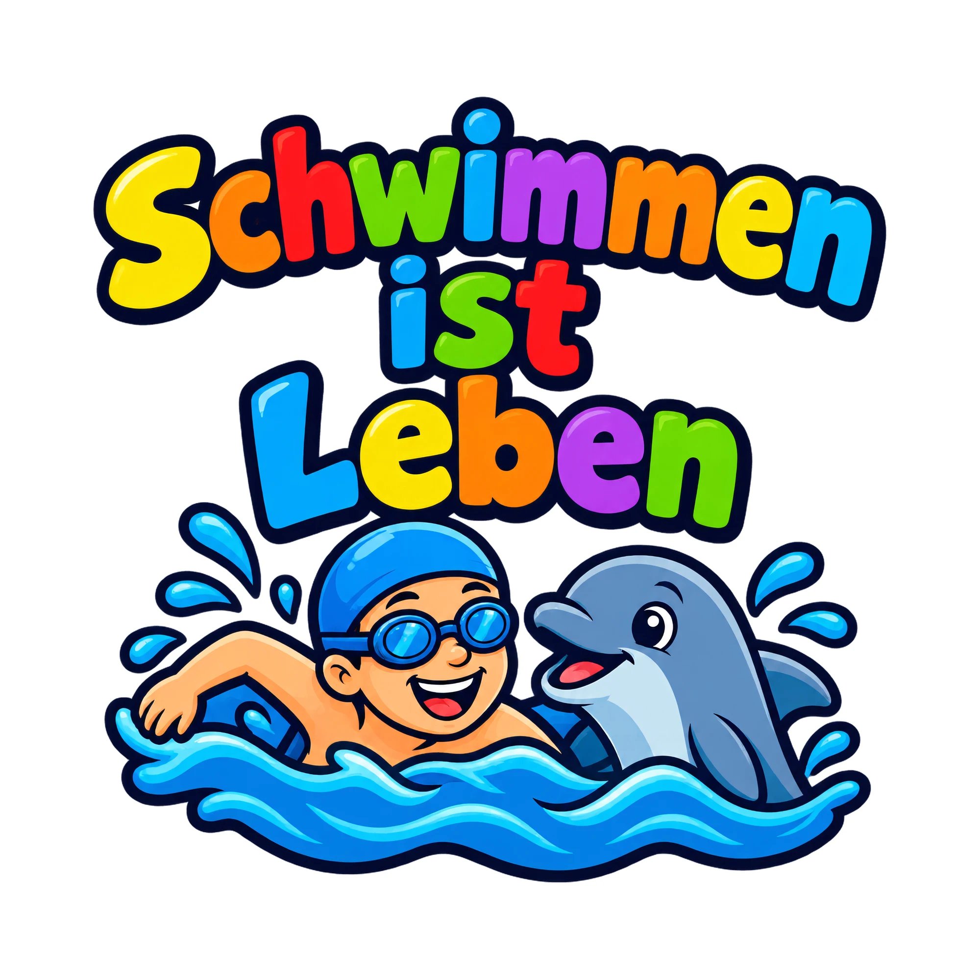 Bügelbild Schwimmen ist Leben, Sport Shirt Spruch als Grafik auf weißem Hintergrund (BB016520)