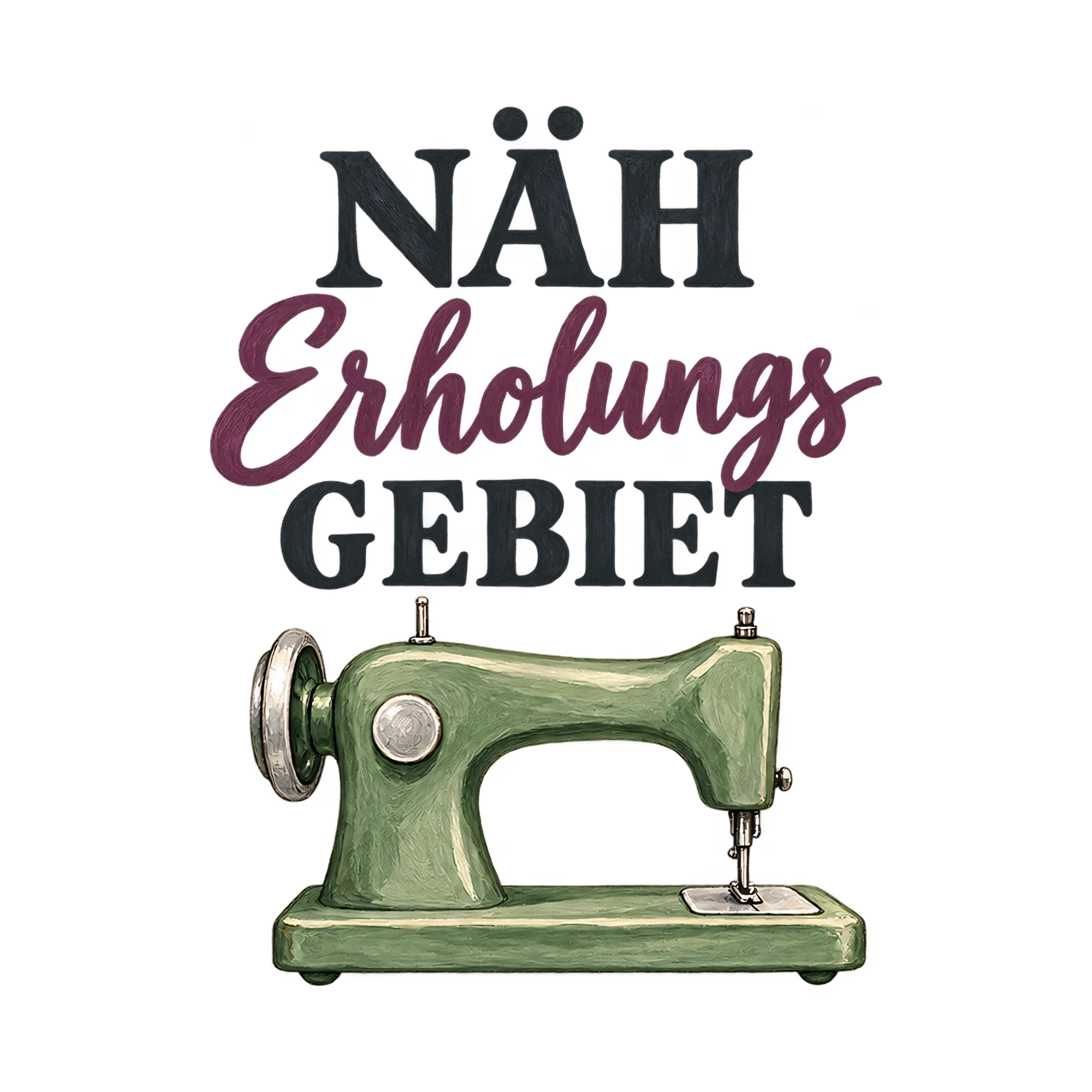 Bügelbild Näh erholungs Gebiet, Lustiger Shirt Spruch als Grafik auf weißem Hintergrund (BB017971)