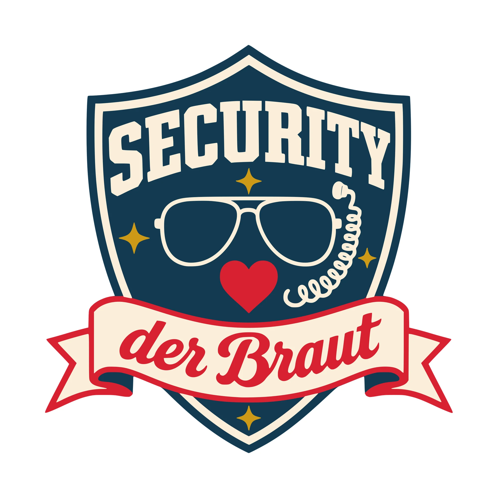 Bügelbild Security der Braut als Grafik auf weißem Hintergrund (BB010395)