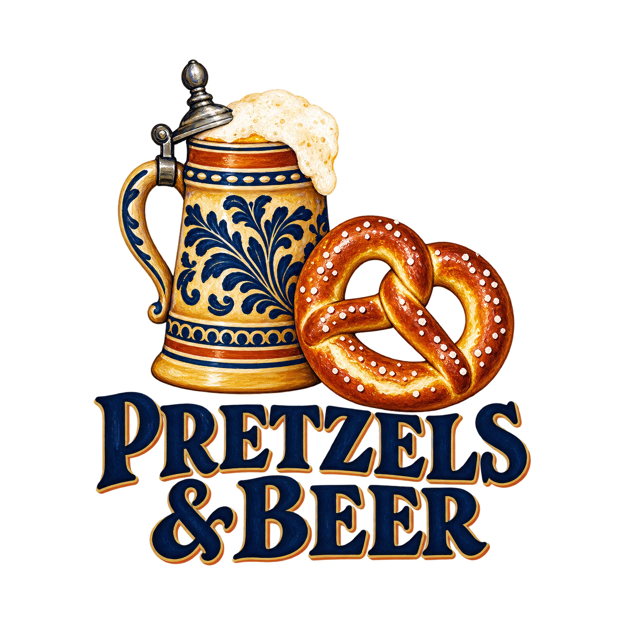 Bügelbild Pretzels & Beer, Party Shirt Spruch als Grafik auf weißem Hintergrund (BB017580)