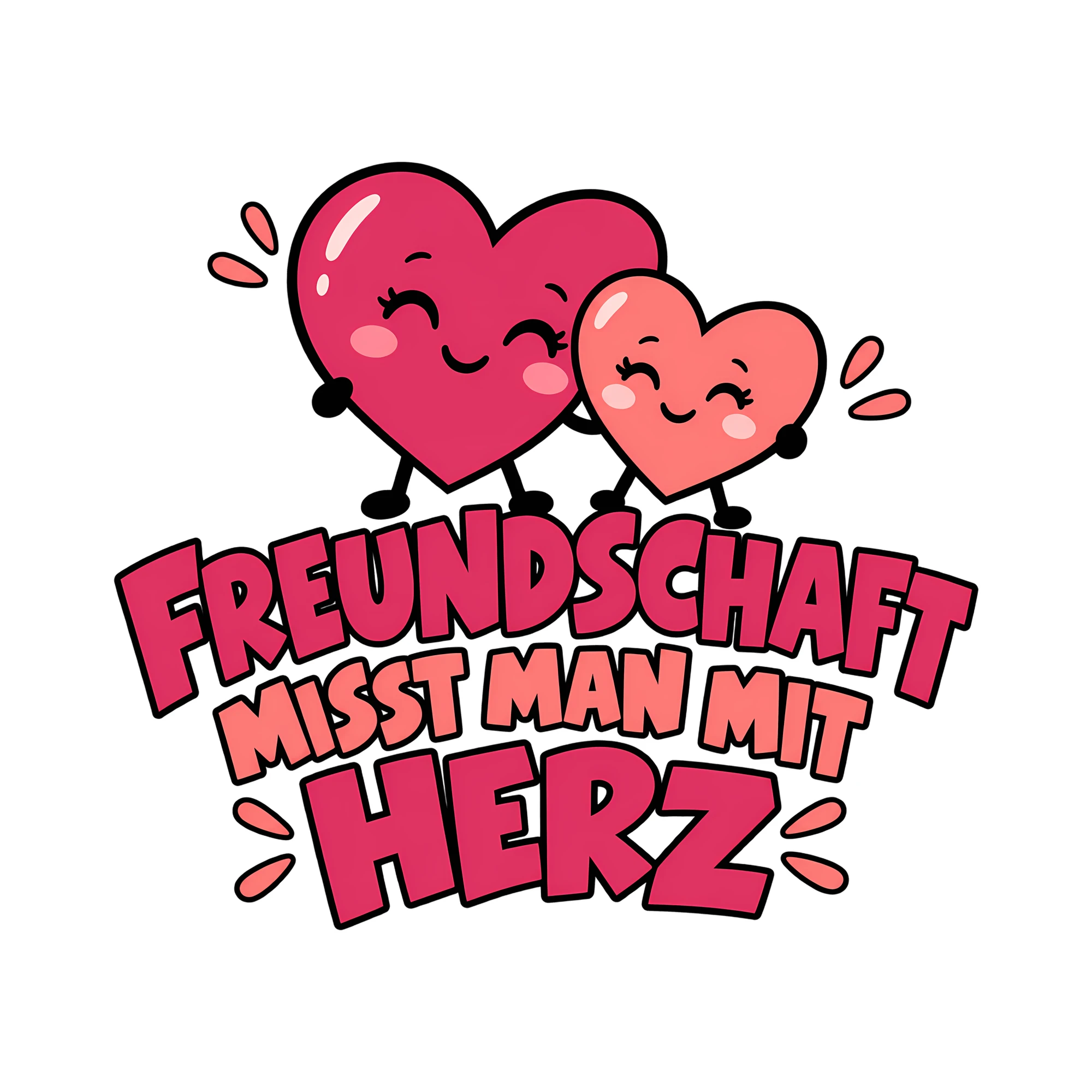 Bügelbild Freundschaft misst man mit Herz als Grafik auf weißem Hintergrund (BB012299)