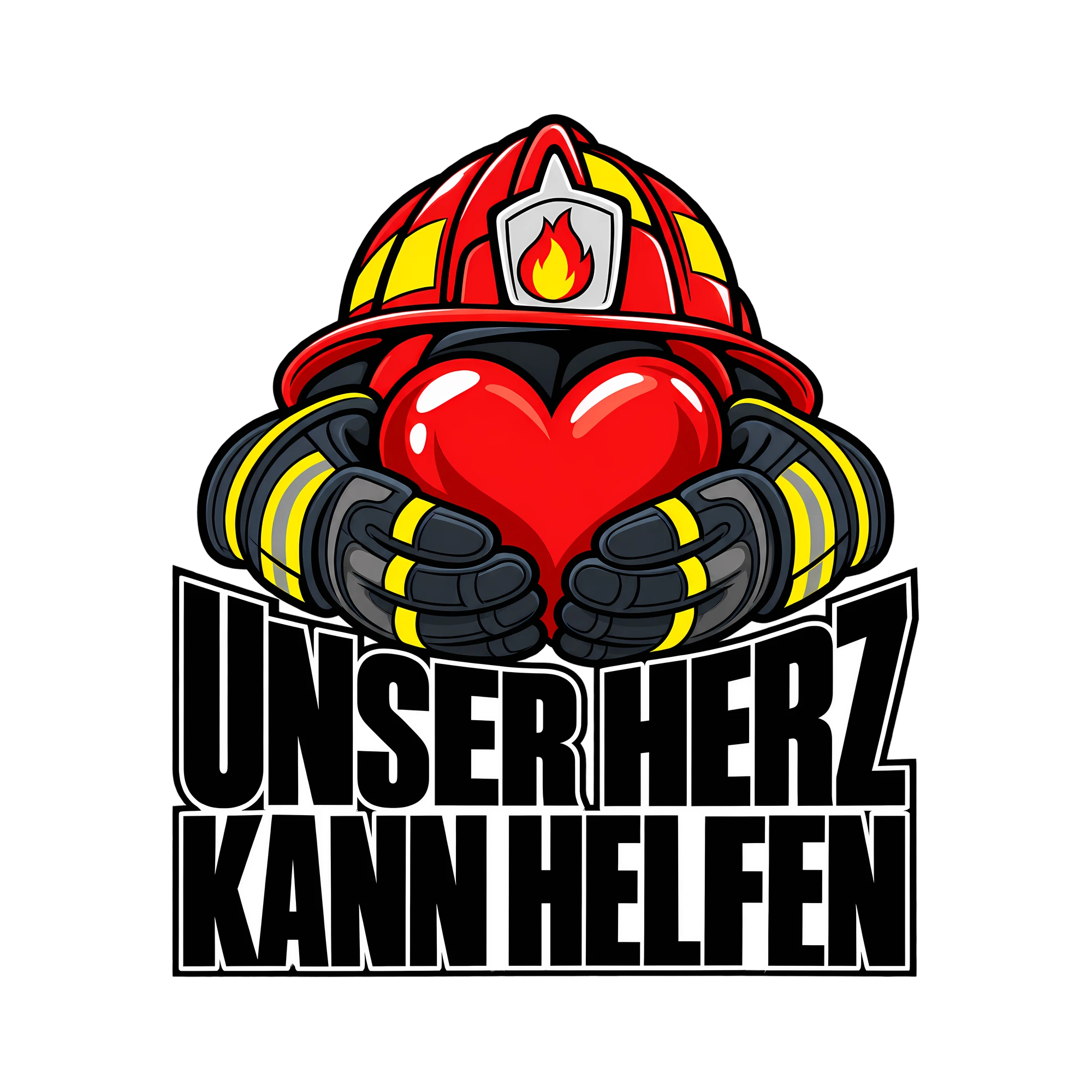 Bügelbild UNSER HERZ KANN HELFEN als Grafik auf weißem Hintergrund (BB011689)